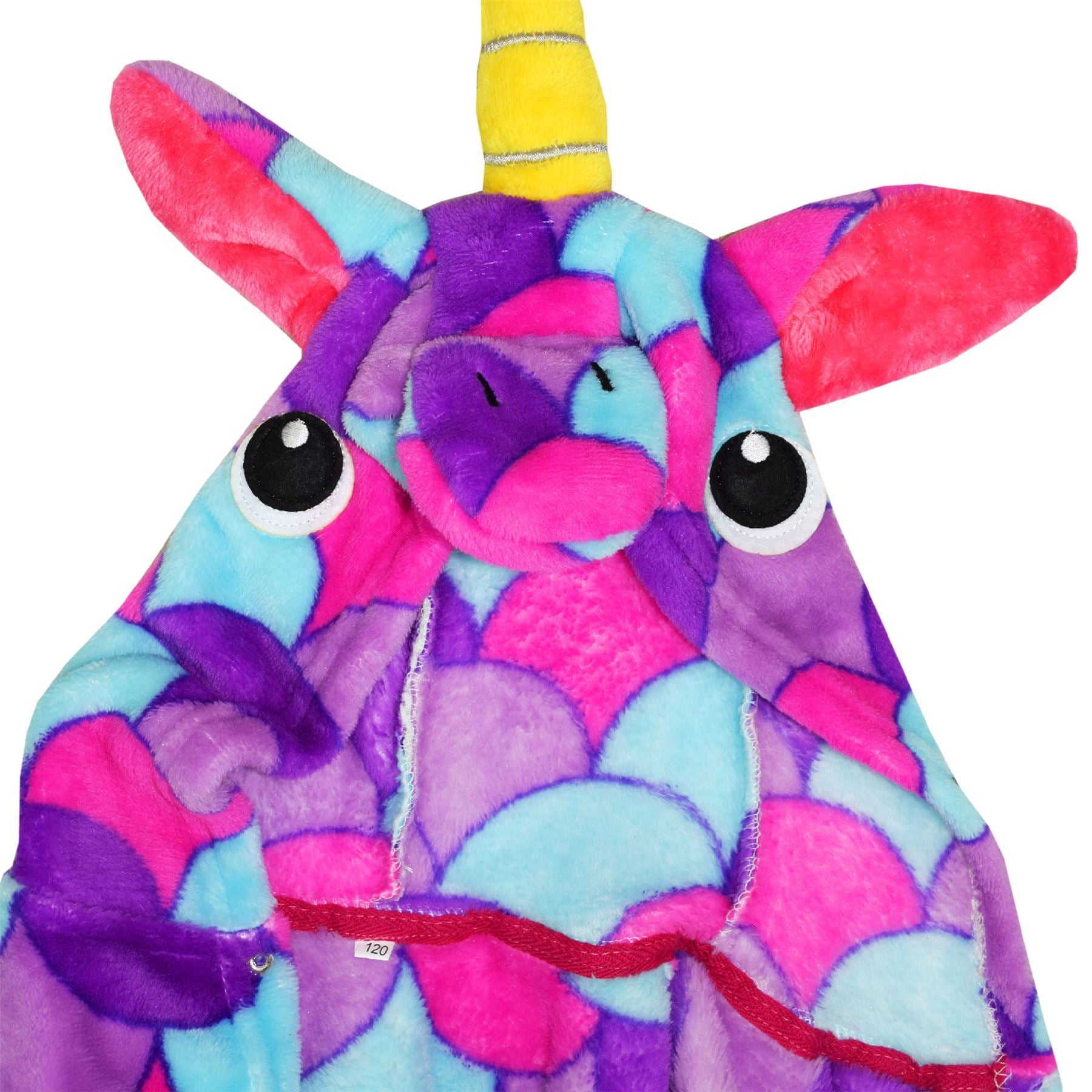 Kids Girls Boys Super Soft 3D Animal Unicorn Purple Scales Hooded Bathrobe