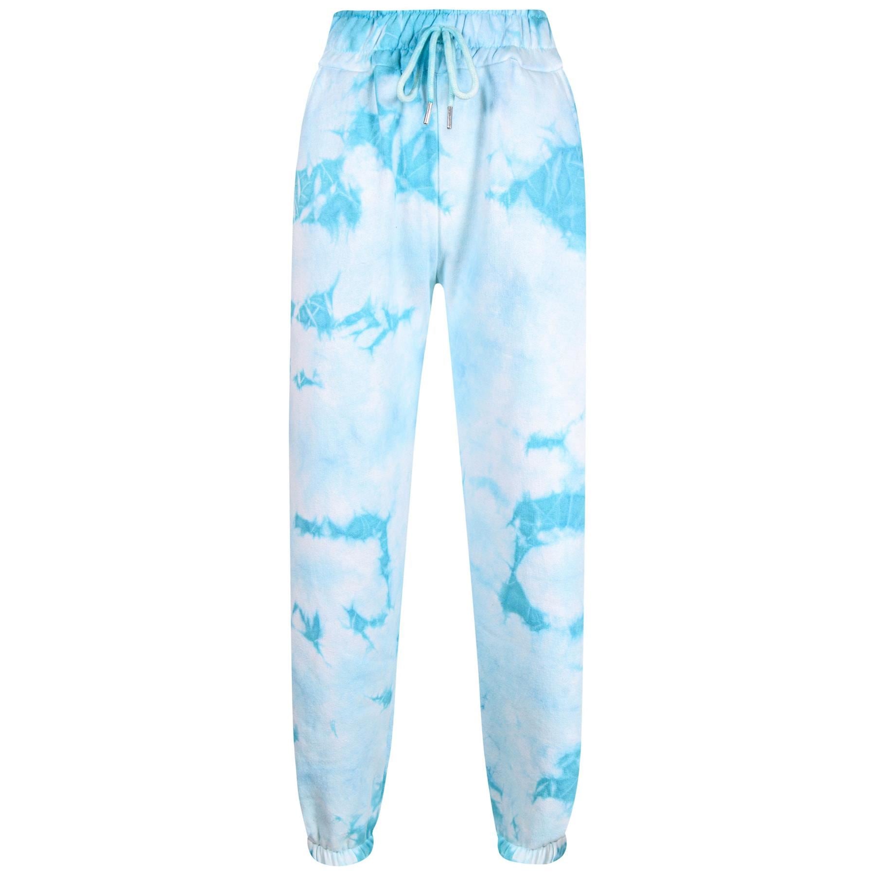 Kids Girls Tie Dye Printed Blue Cropped Hoodie & Bottom Tracksuit