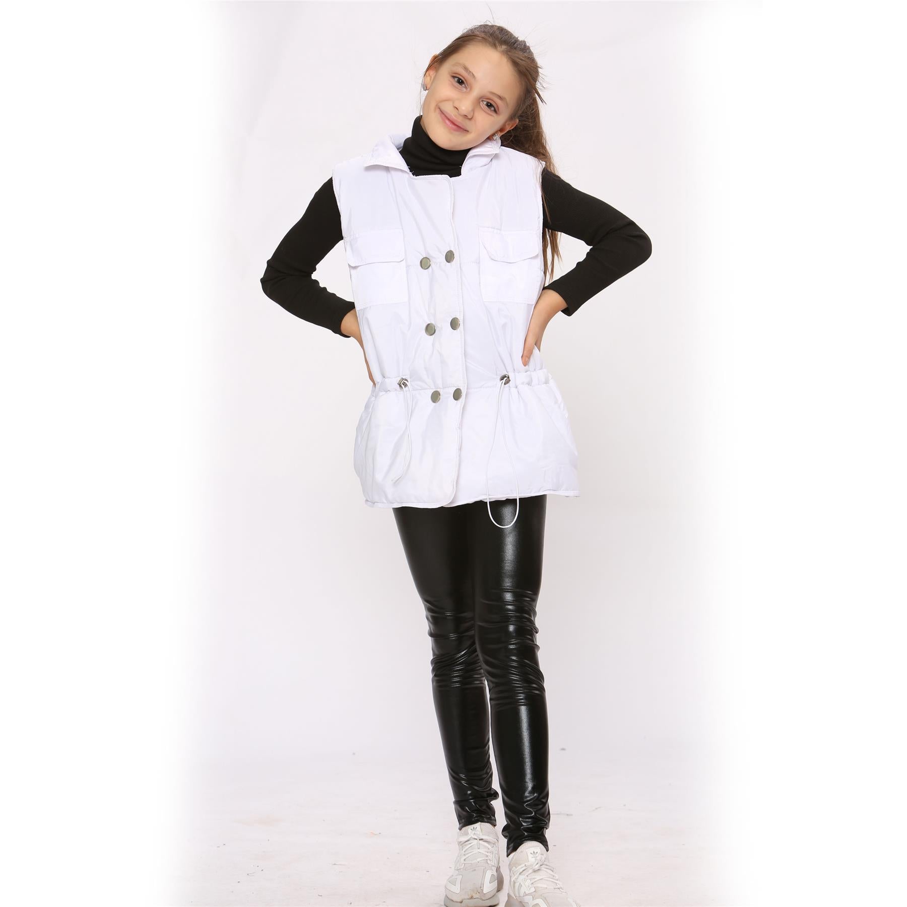 Kids Girls Oversized Style Sleeveless Jacket