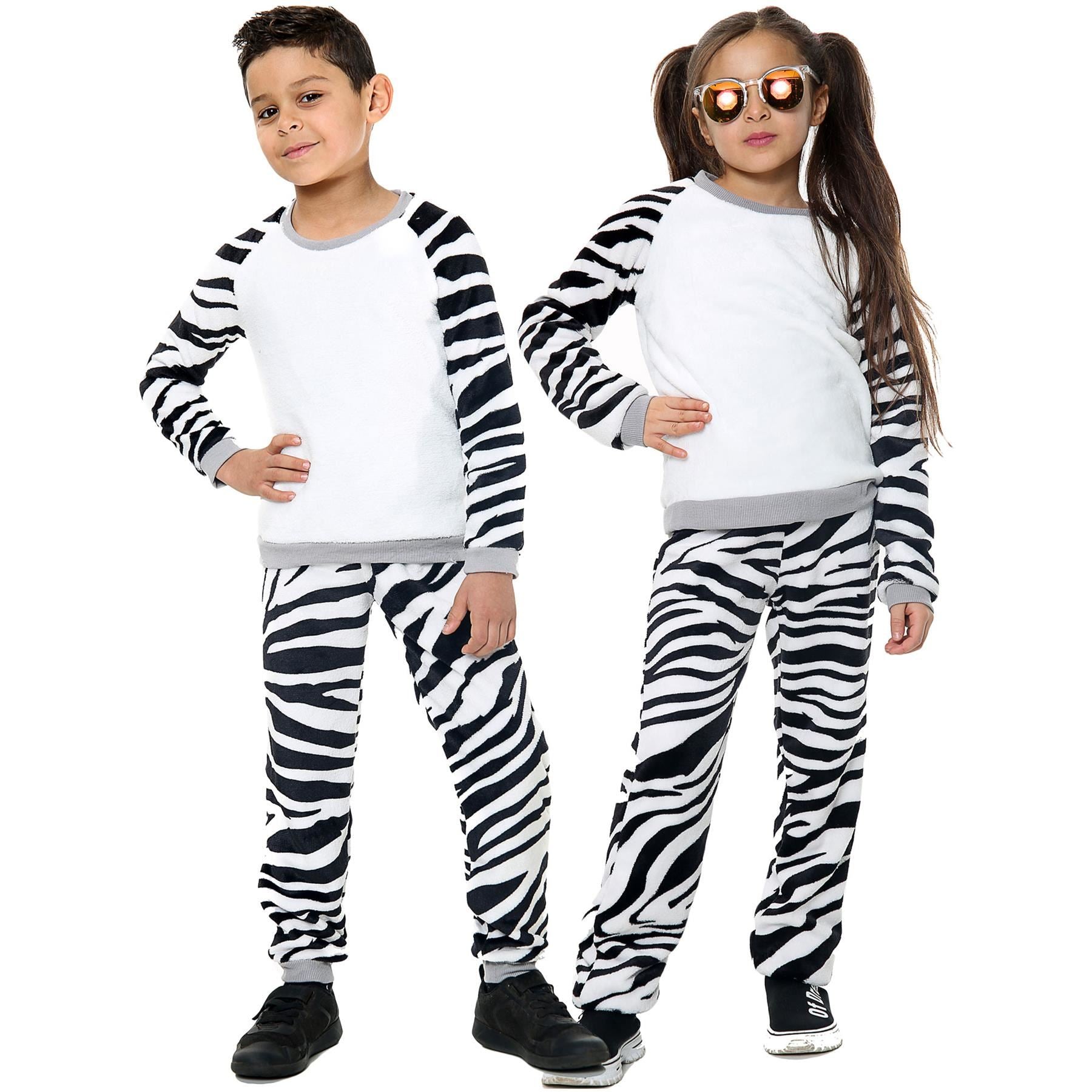 Kids Contrast Sleeves Pyjamas Sleepsuit Costume For Girls Boys