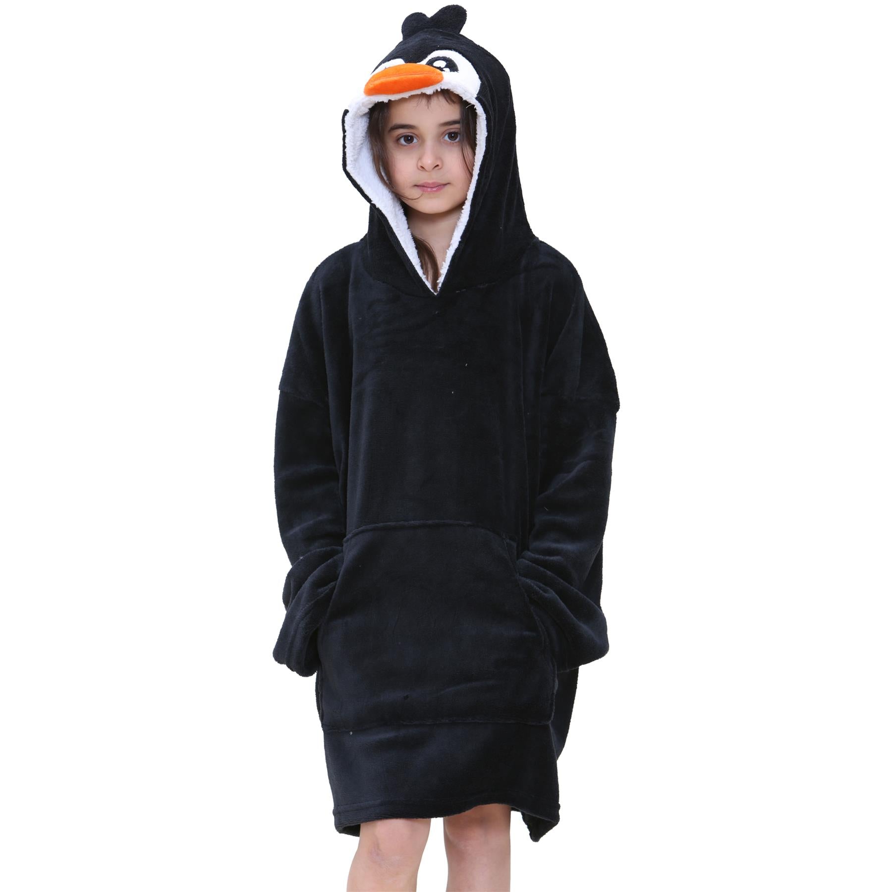 Kids Girls Boys Oversized Hoodie Penguin Snuggle World Book Day Soft Blanket