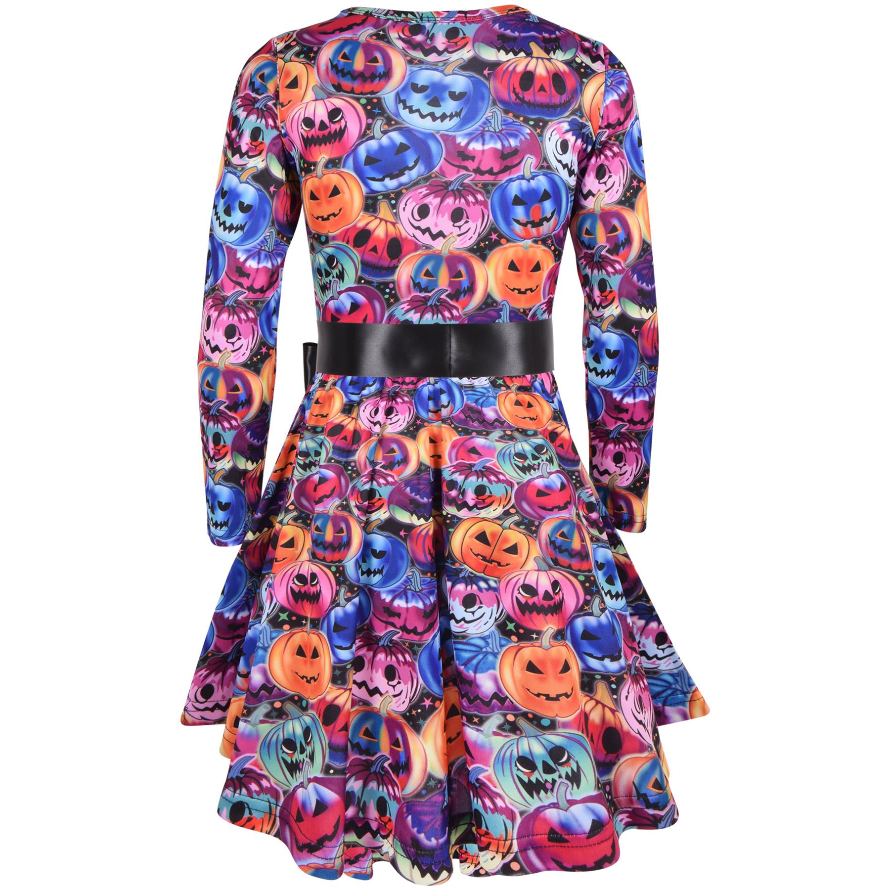 Kids Girls Halloween Skater Dress Xmas Party Dresses