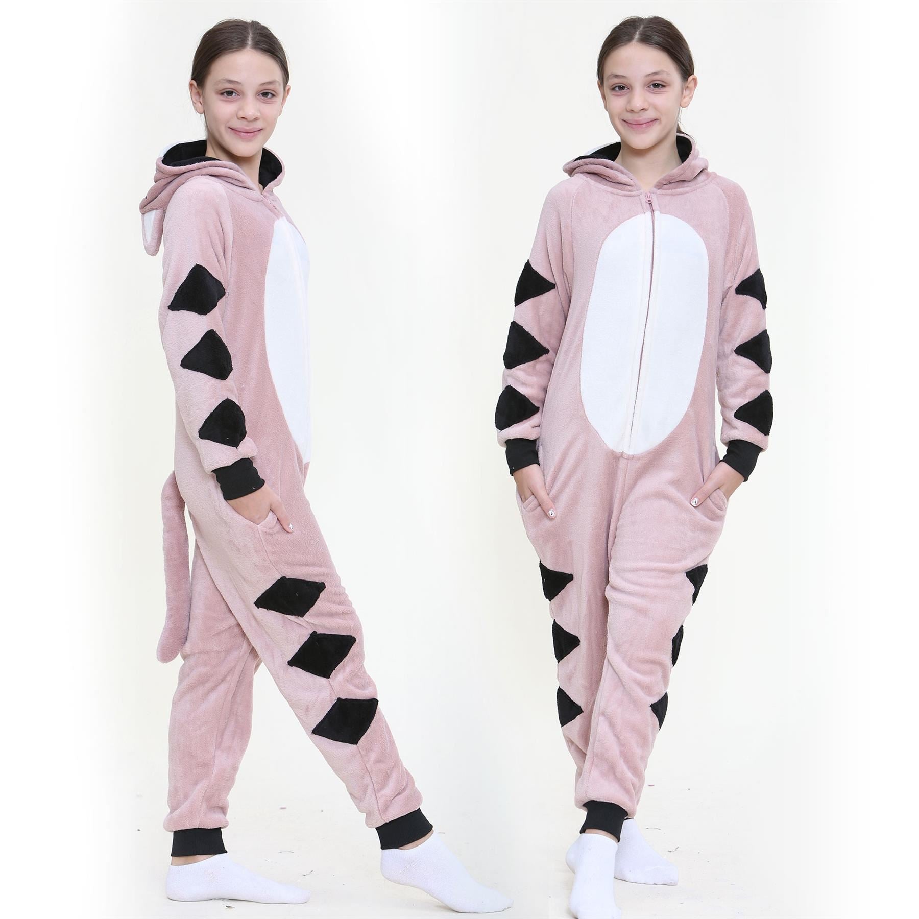 Kids Unisex Fleece A2Z Onesie One Piece World Book Day Costume Pink Cat Pyjamas