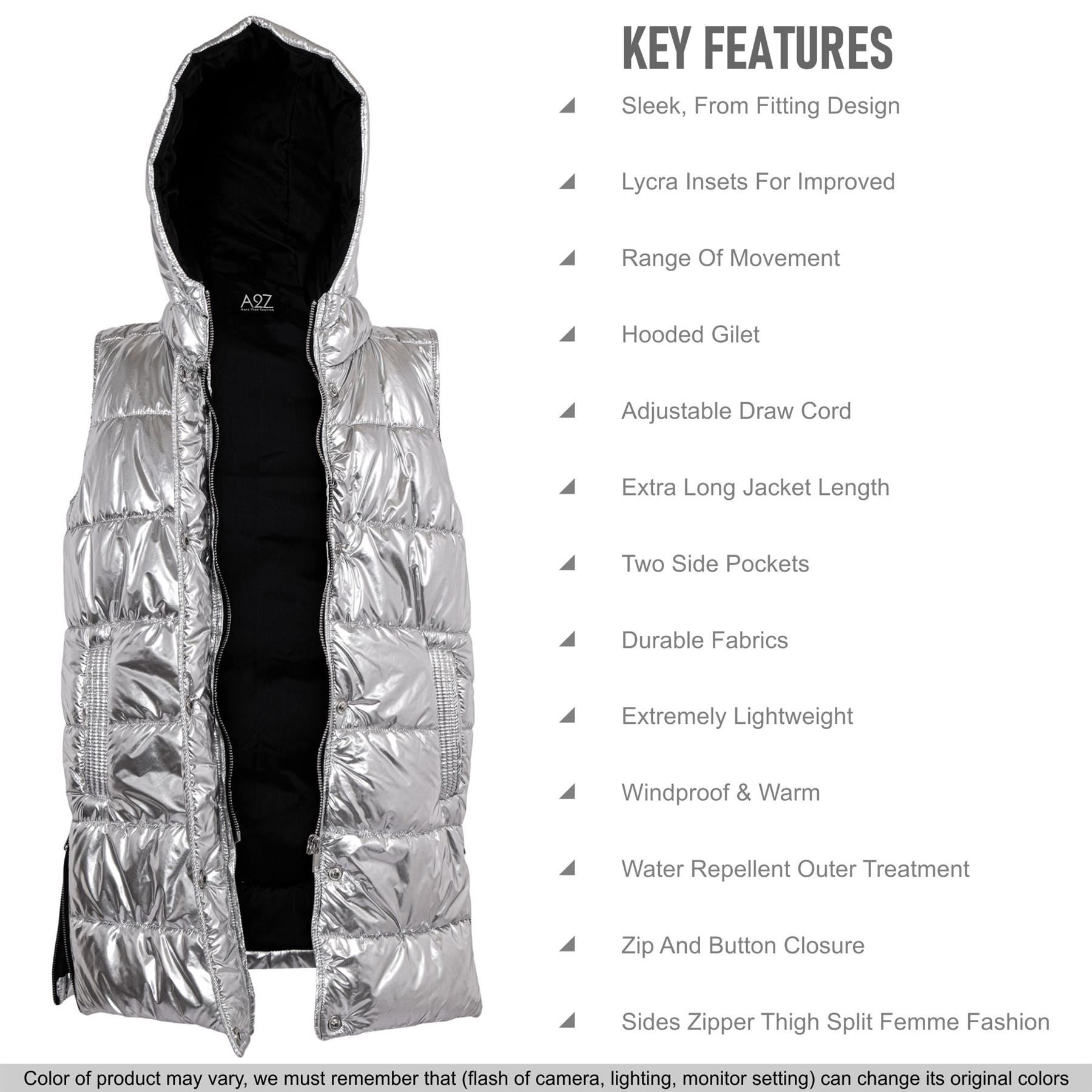 Ladies Oversized Gilet Long Line Style Silver Foil Jacket Long Sleeveless Coat