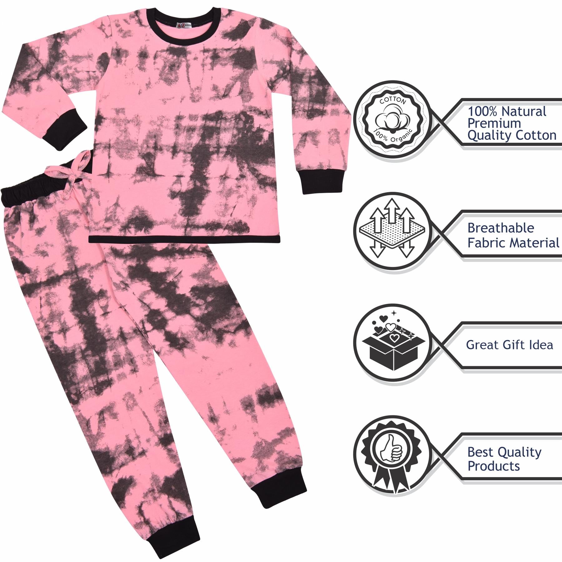 Kids Girls Tie Dye Print Pyjamas Set - Kids Clothing Store