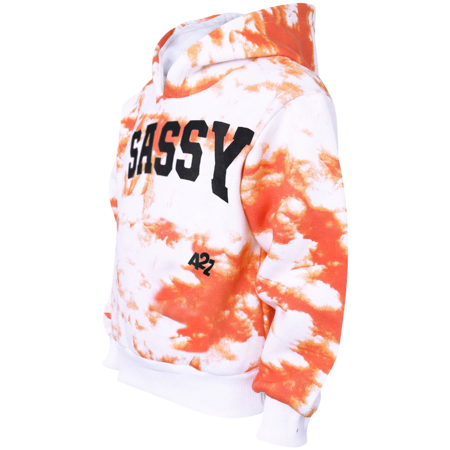 A2Z 4 Kids Girls Tracksuit Tie Dye Sassy Hooded Crop Top Jogging Suit