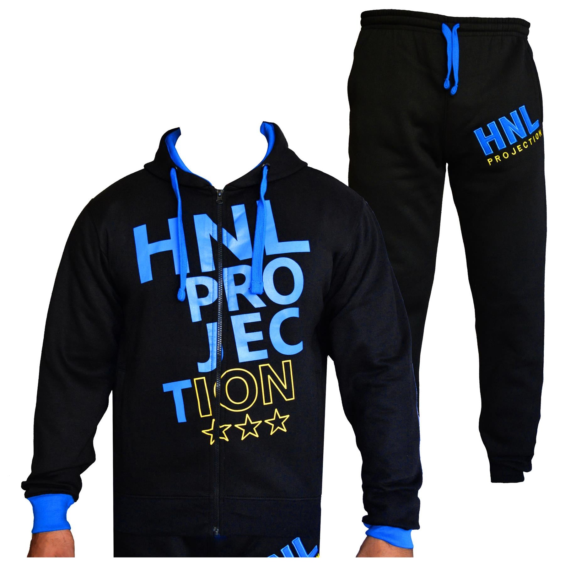 Unisex HNL Projection Print Turquoise  Hoodie Tracksuit