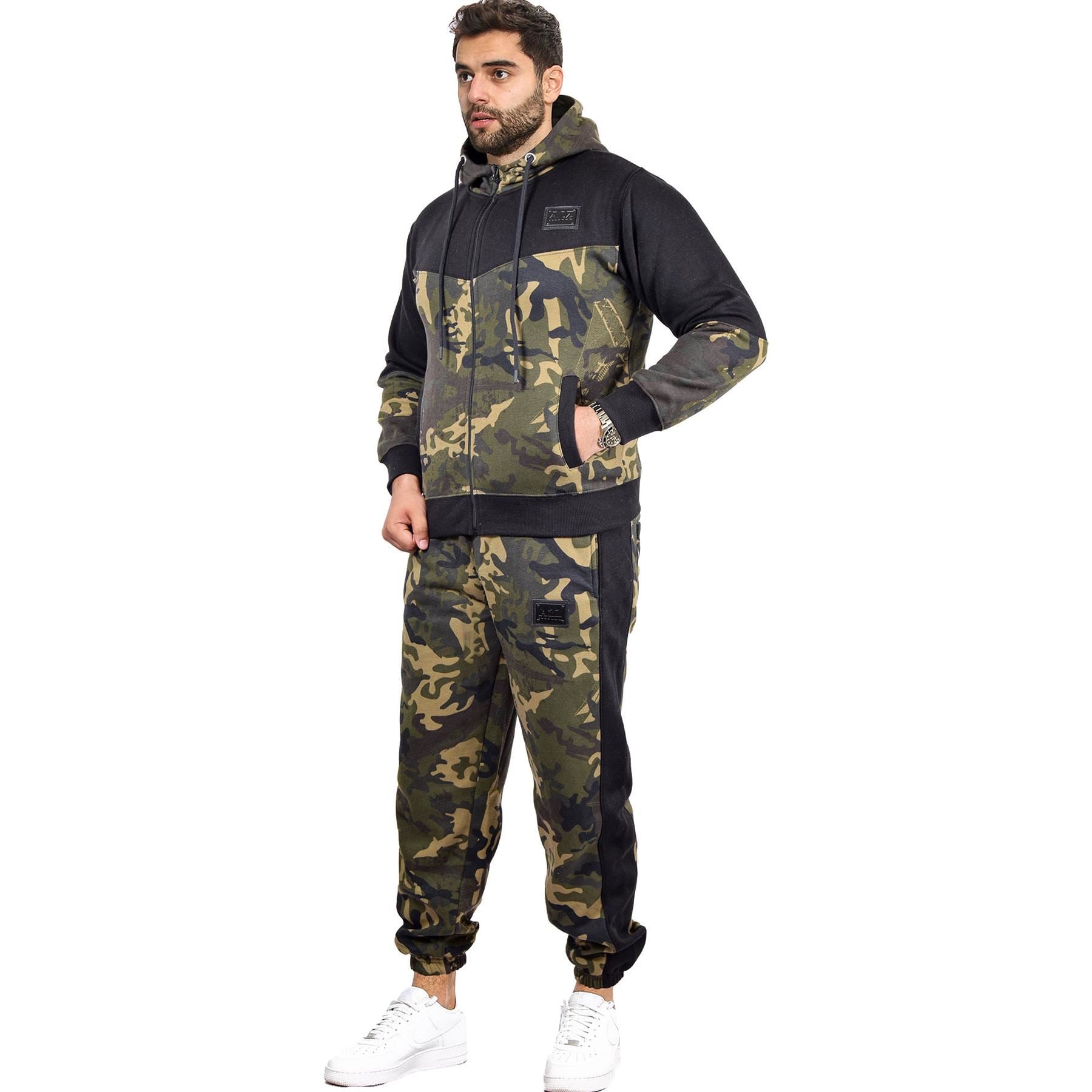 Mens Tracksuit Camouflage Hoodie Sweatpants Gents