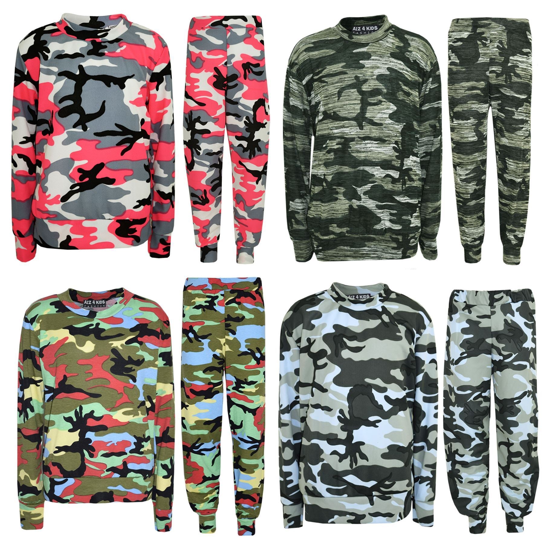 Kids Girls Lounge Suit Camouflage Jogsuit Top