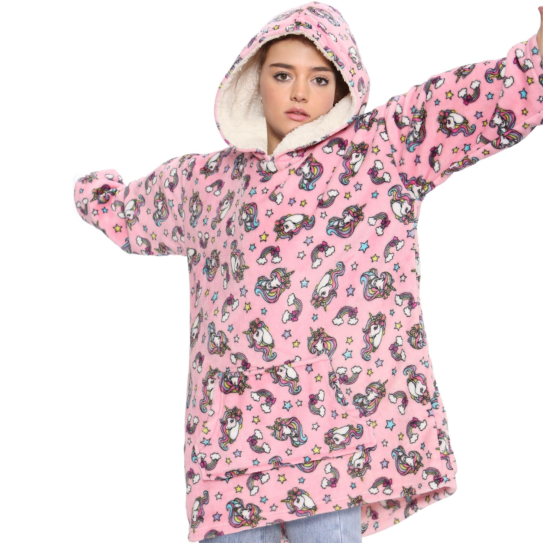 Unisex Men Ladies Oversized Hoodie Plain Snuggle