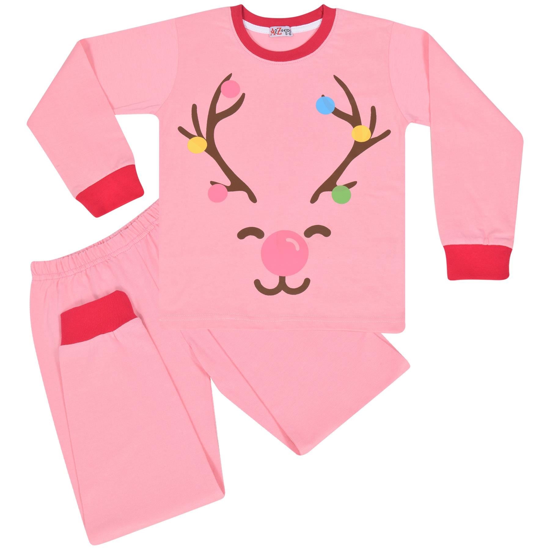 Kids Girls Boys Christmas Pyjamas Children PJs 2 Piece Festive Set Lounge Suit