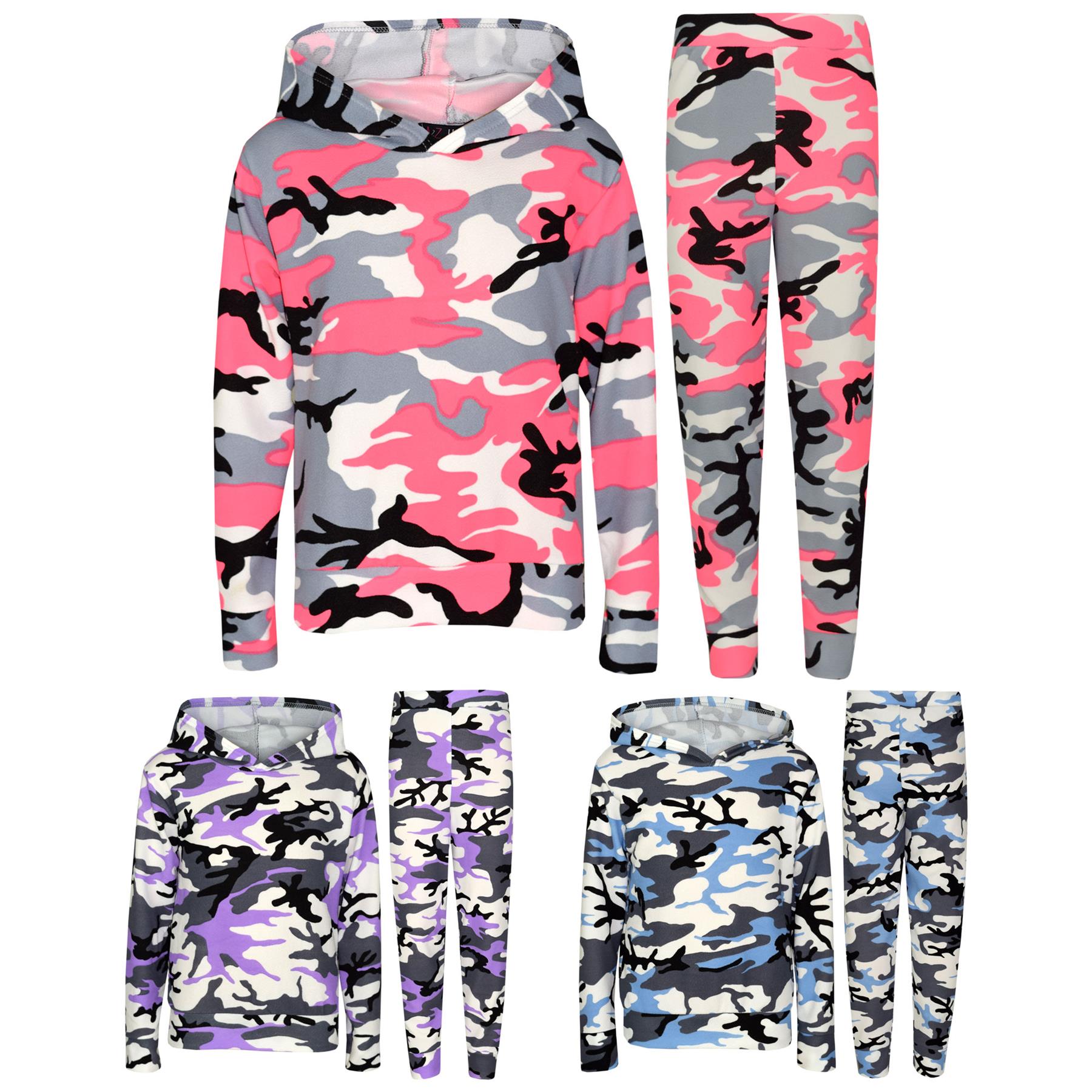 Kids Girls Camouflage Hooded Top & Legging Set