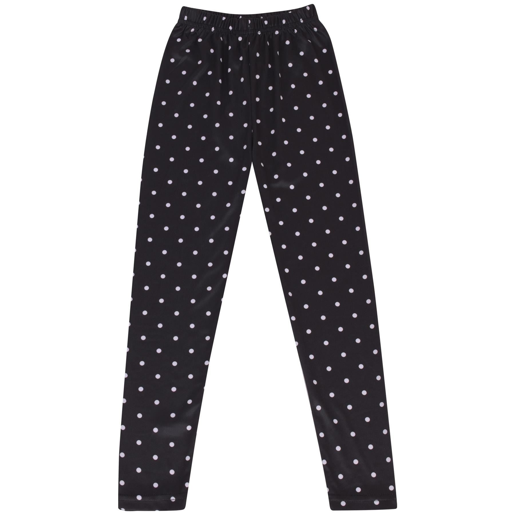 Girls Spotty Print Black Soft Stretchy Fashion Leggings