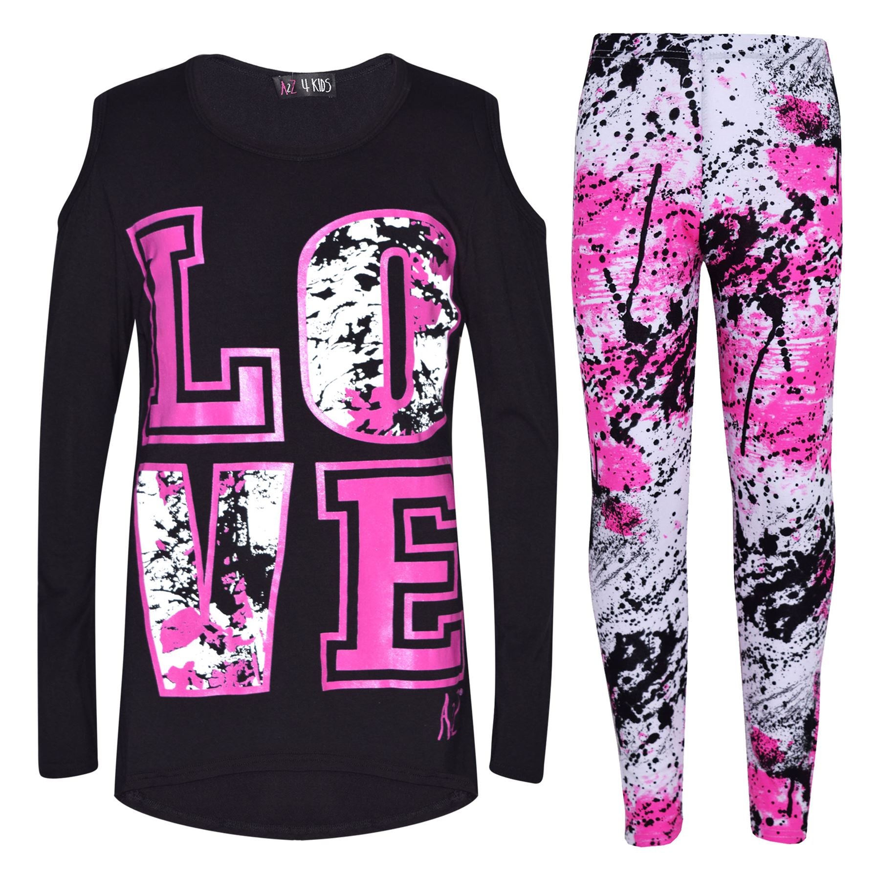 Kids Girls Love Selfie Printed Top & Legging Splash Set