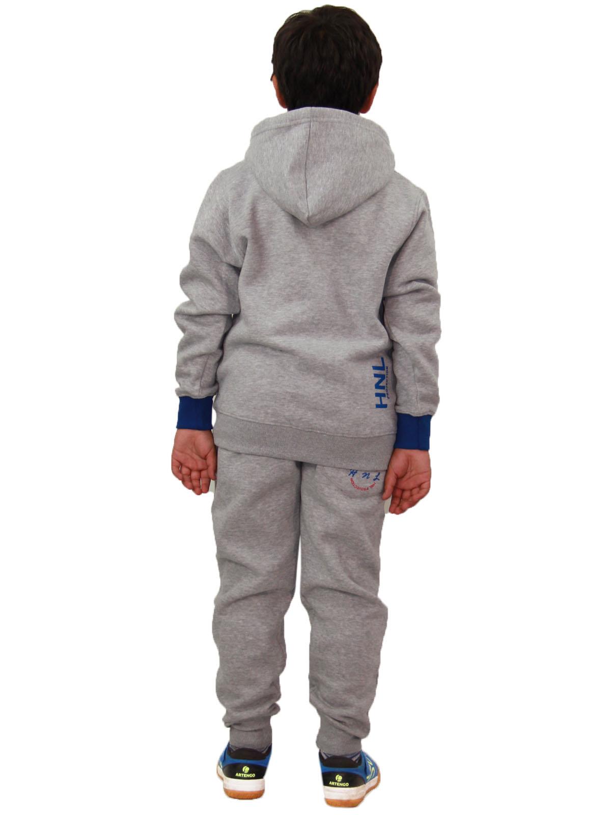 Boys Girls HNL Projection Print Grey Hoodie Tracksuit