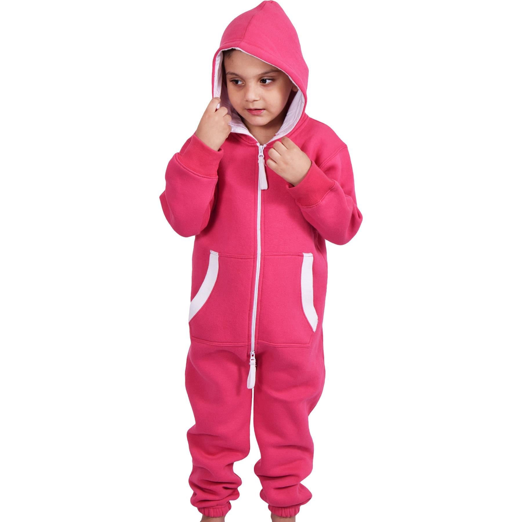 Girls Boys Pink Fleece Pyjamas Sleepsuit Onesie - Kids Clothing Store