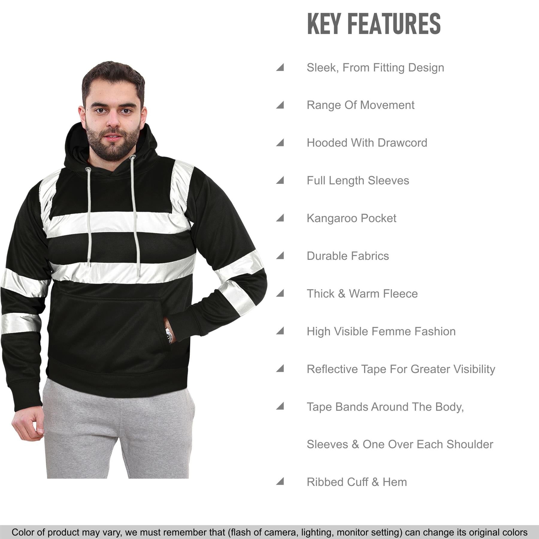 Mens Fleece High Visibilty Sweatshirt Pullover