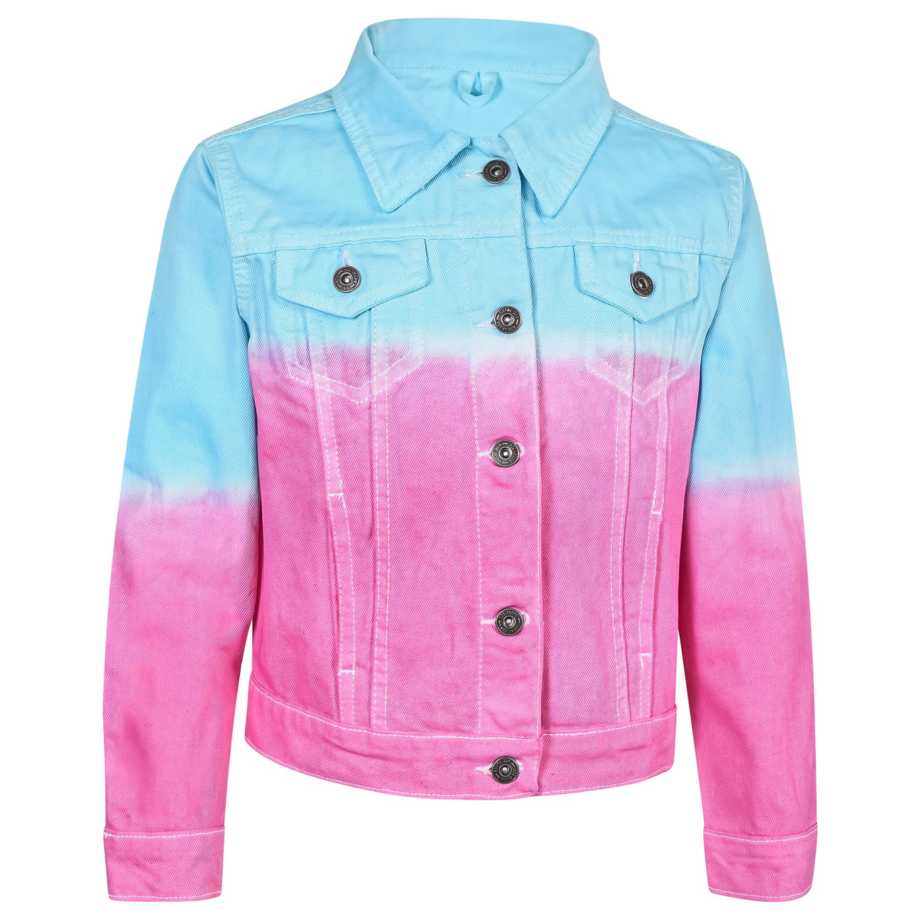 Kids Girls Tie Dye Printed Pink Denim Jacket