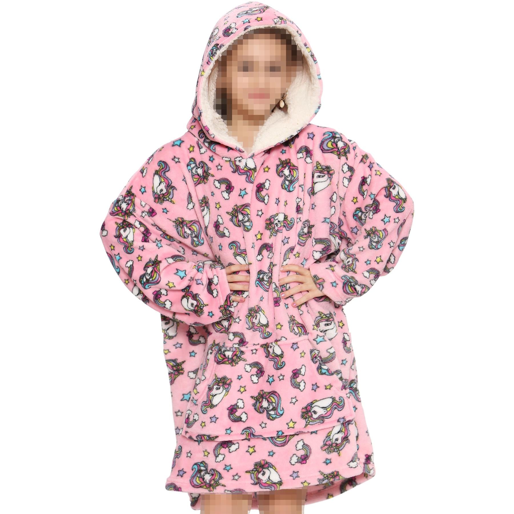 Unisex Men Ladies Oversized Hoodie Animal Snuggle Blanket Super Soft Warm Fleece