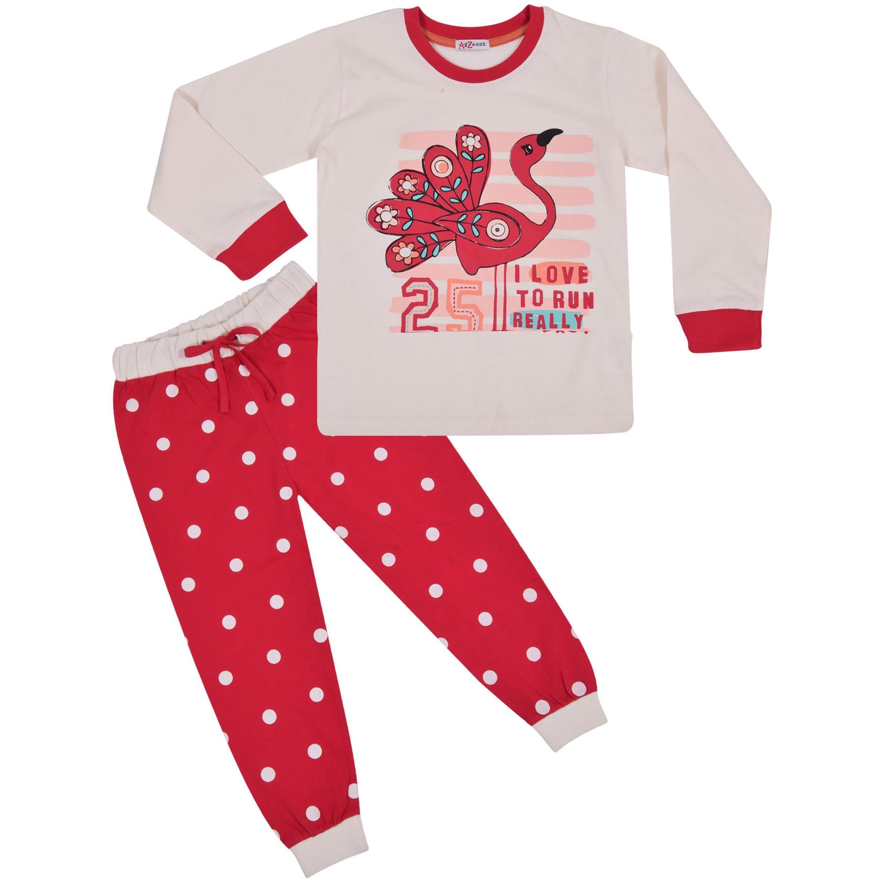 Kids Girls Flamingo Print Pyjamas Children PJs 2 Piece Cotton Set Nightwear 2-13