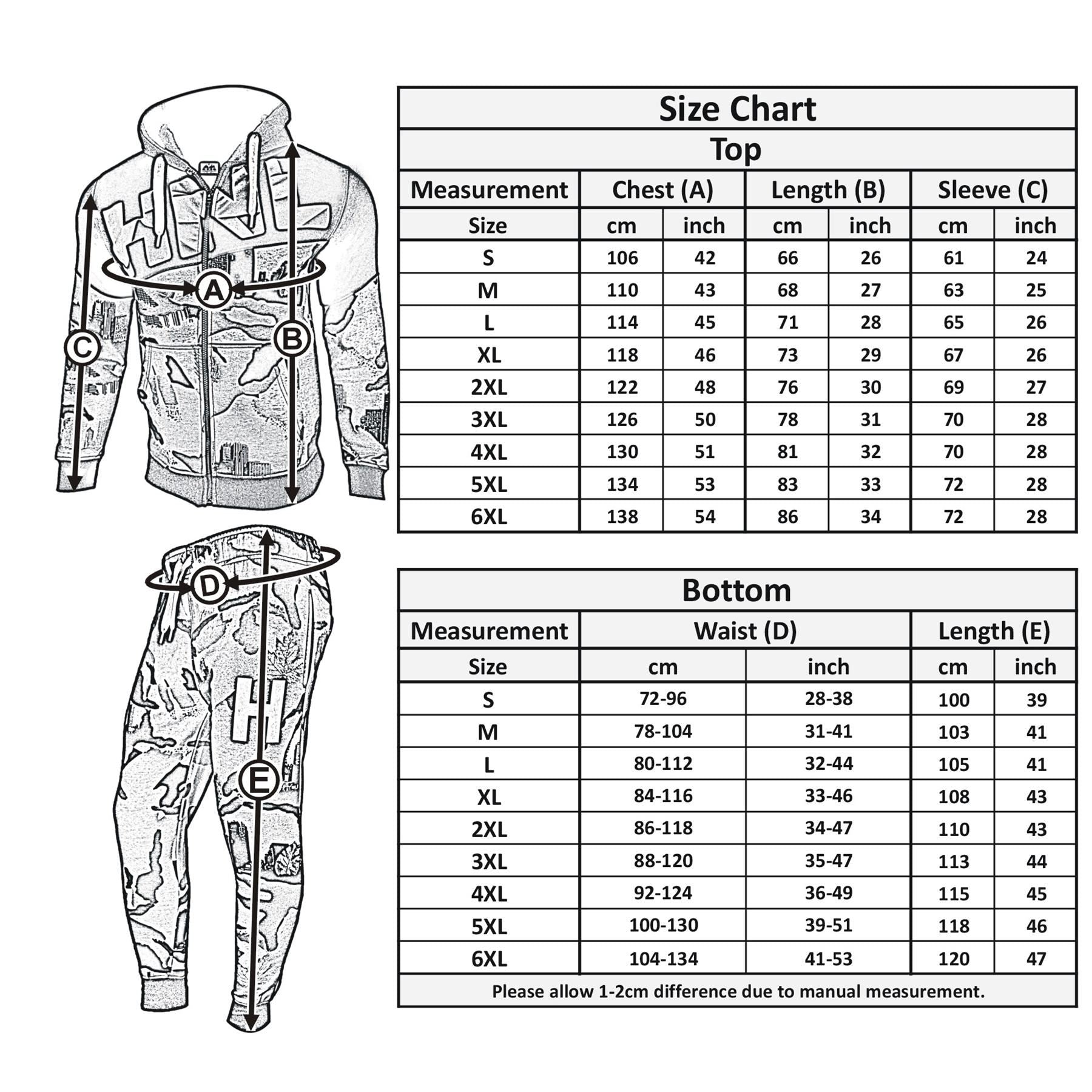 Mens Fashion Full HNL Print Tracksuit Fleece Zipped