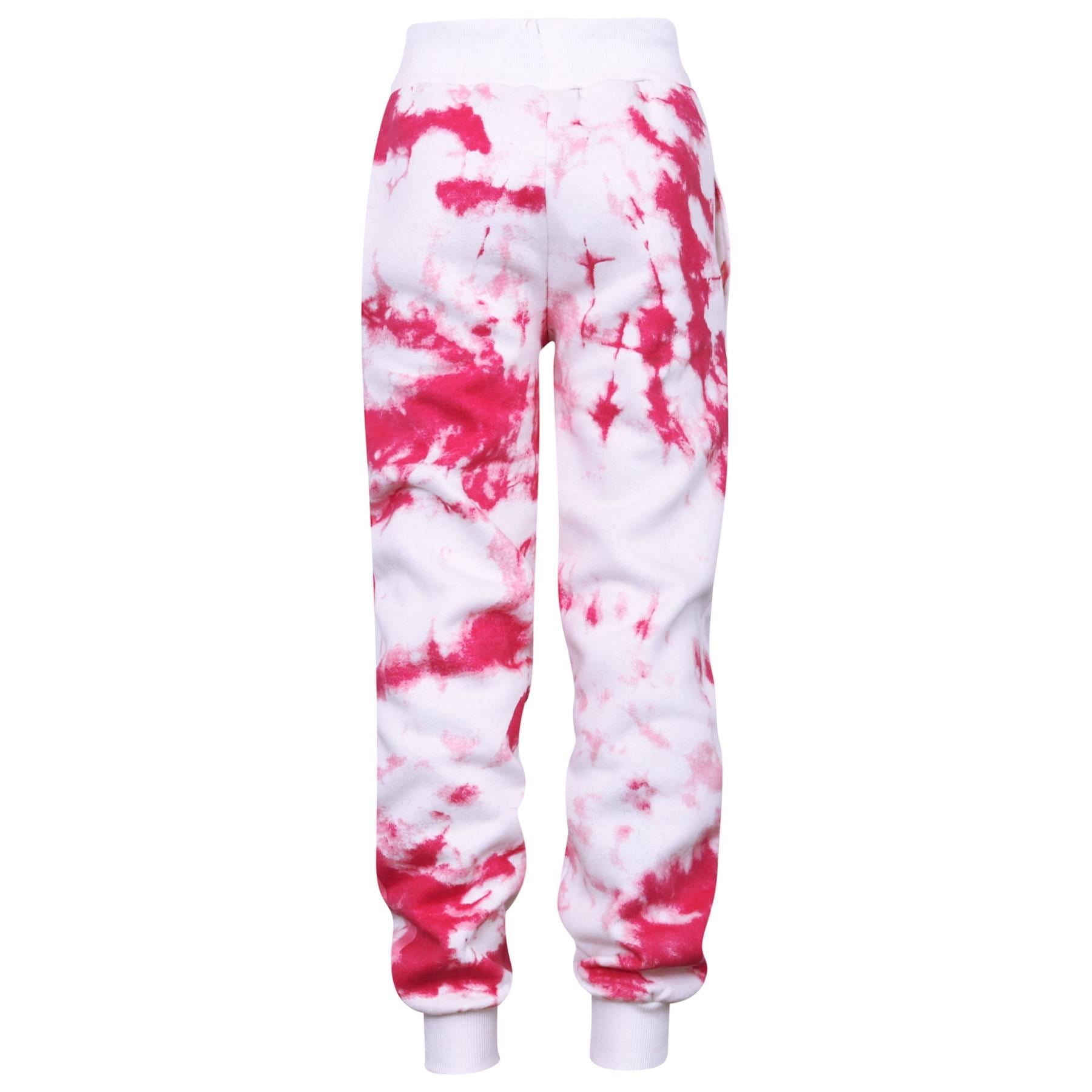 Kids Girls Tie Dye Tracksuit "SASSY" Print Pink Hooded Crop Jogging Suit