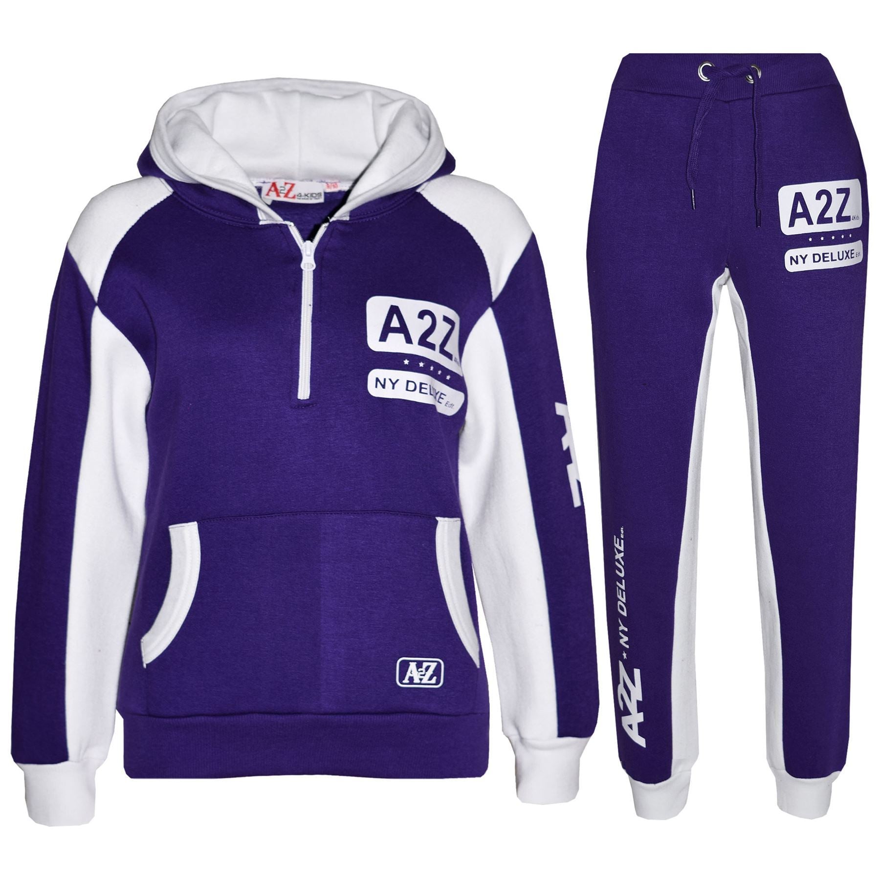 Kids Tracksuit Boys Girls A2Z NY Deluxe Purple Top Jogger Bottom Jogging Suit