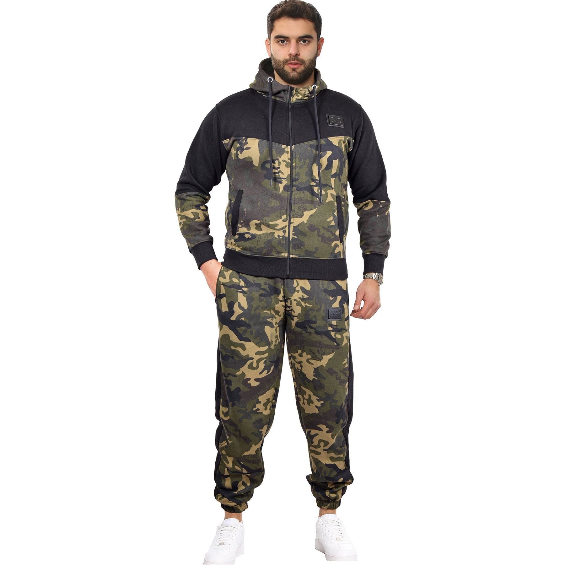 Mens Tracksuit Camouflage Hoodie Sweatpants Gents