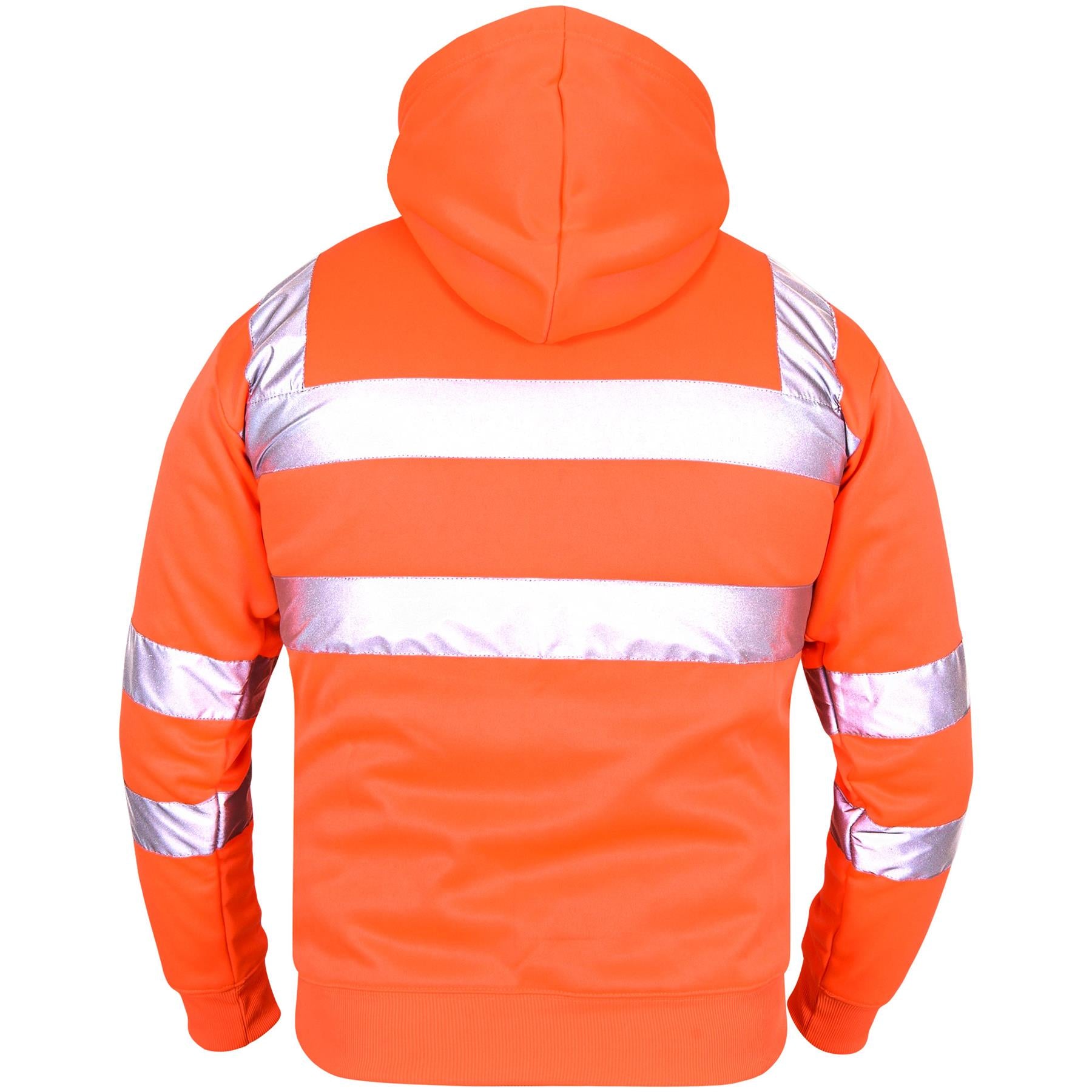 Mens High Visibility Safe Work Reflective Sweatshirt Hi Viz Zip Up Sweat Hoodie