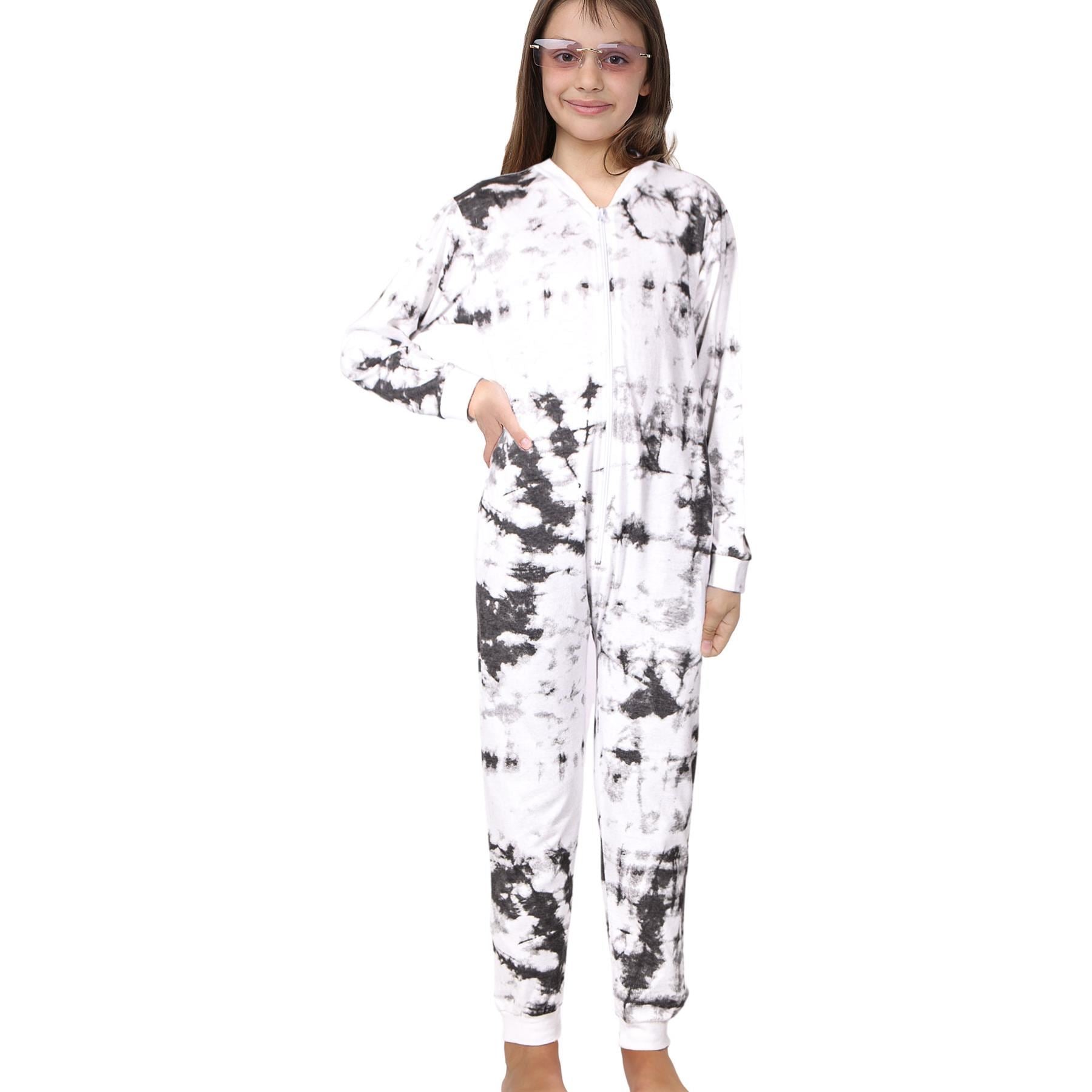 Kids Girls 100% Cotton Black Tie Dye Printed Onesie