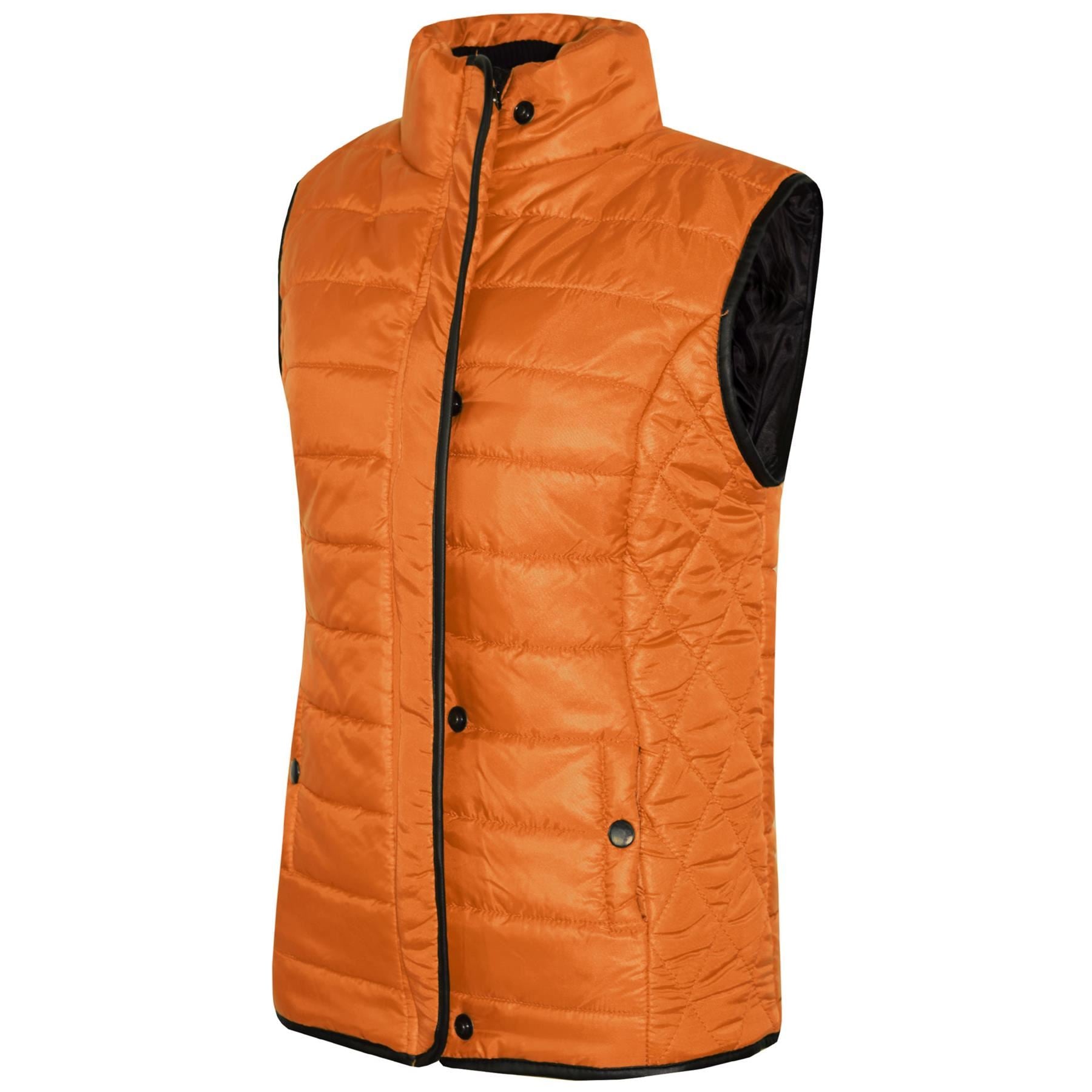 Kids Boys Girls Puffer Quilted Orange Sleeveless Wet Look Jacket - Kids Clothing Store