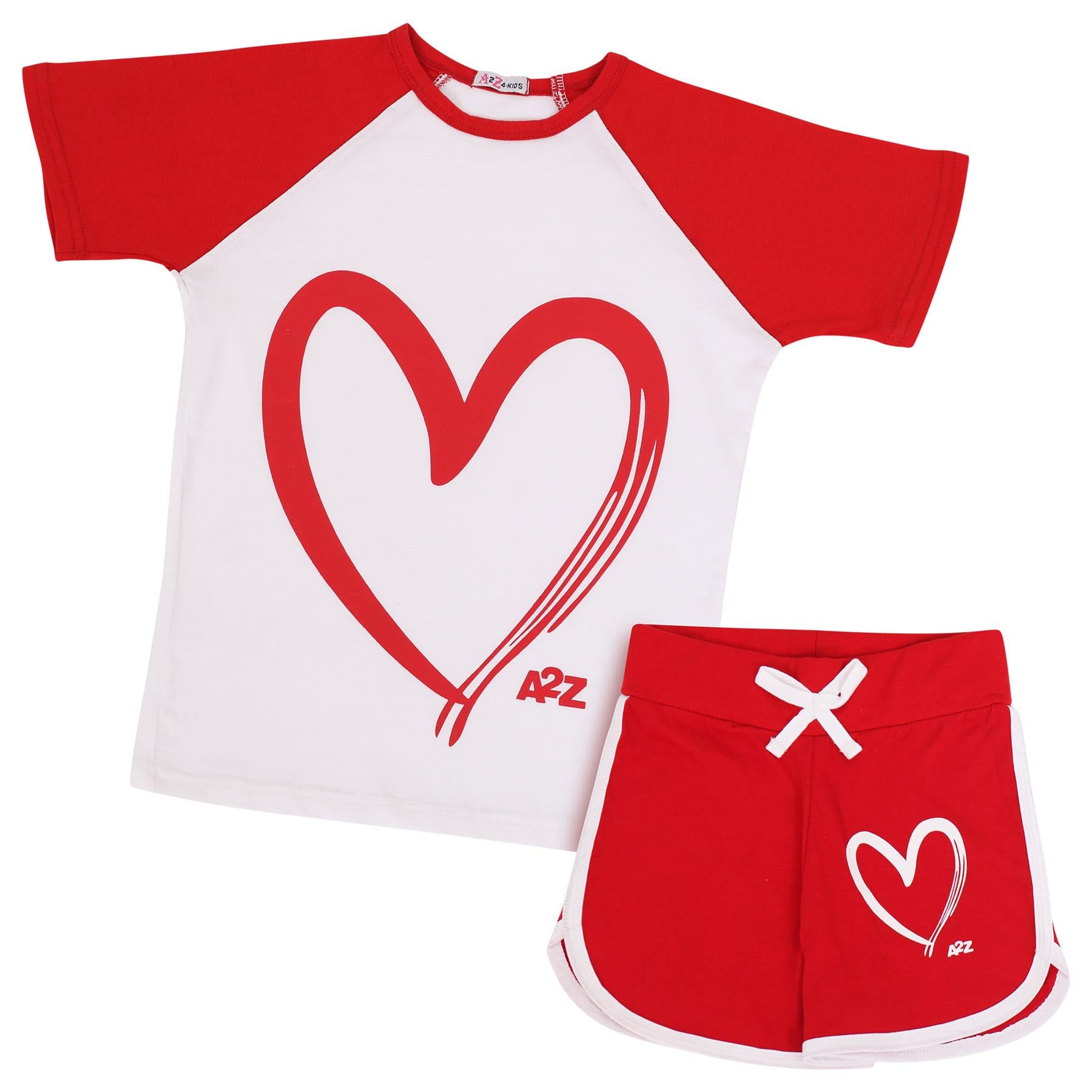 A2Z 4 Kids Girls T-shirt Top Shorts Set Summer Outfits Raglan Style 2 Piece Sets