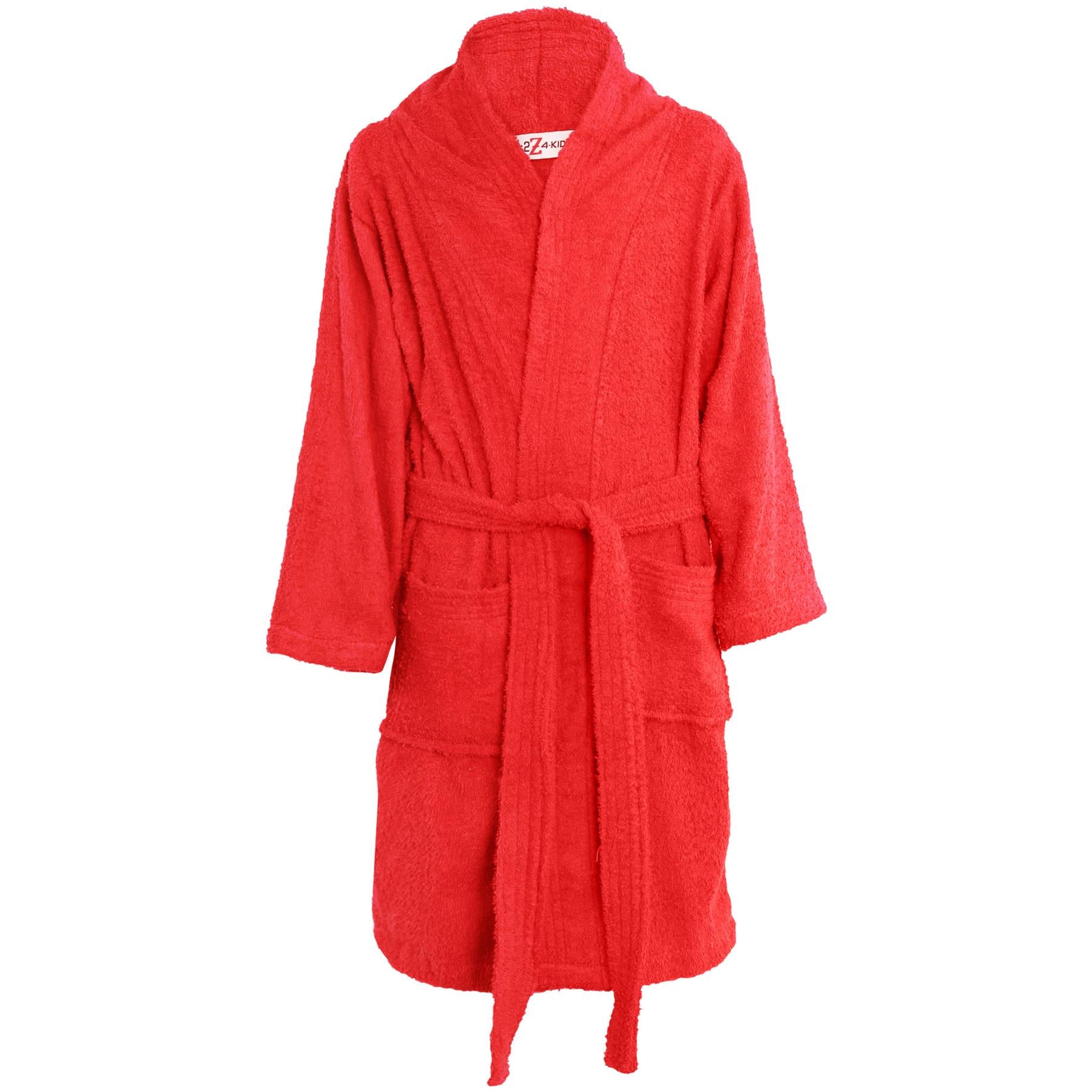 Kids Cotton Bathrobe Towelling Dressing Gown Unisex 5-13 Years