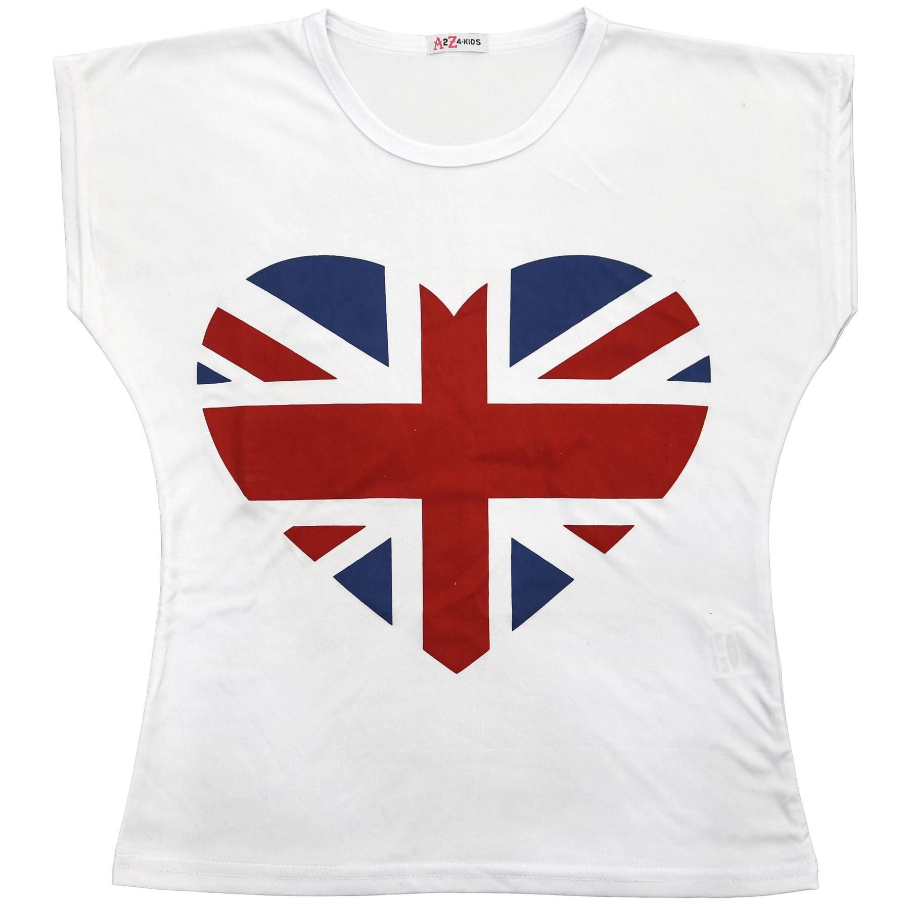 Kids Girls England Football World Cup Heart Print T Shirt Top