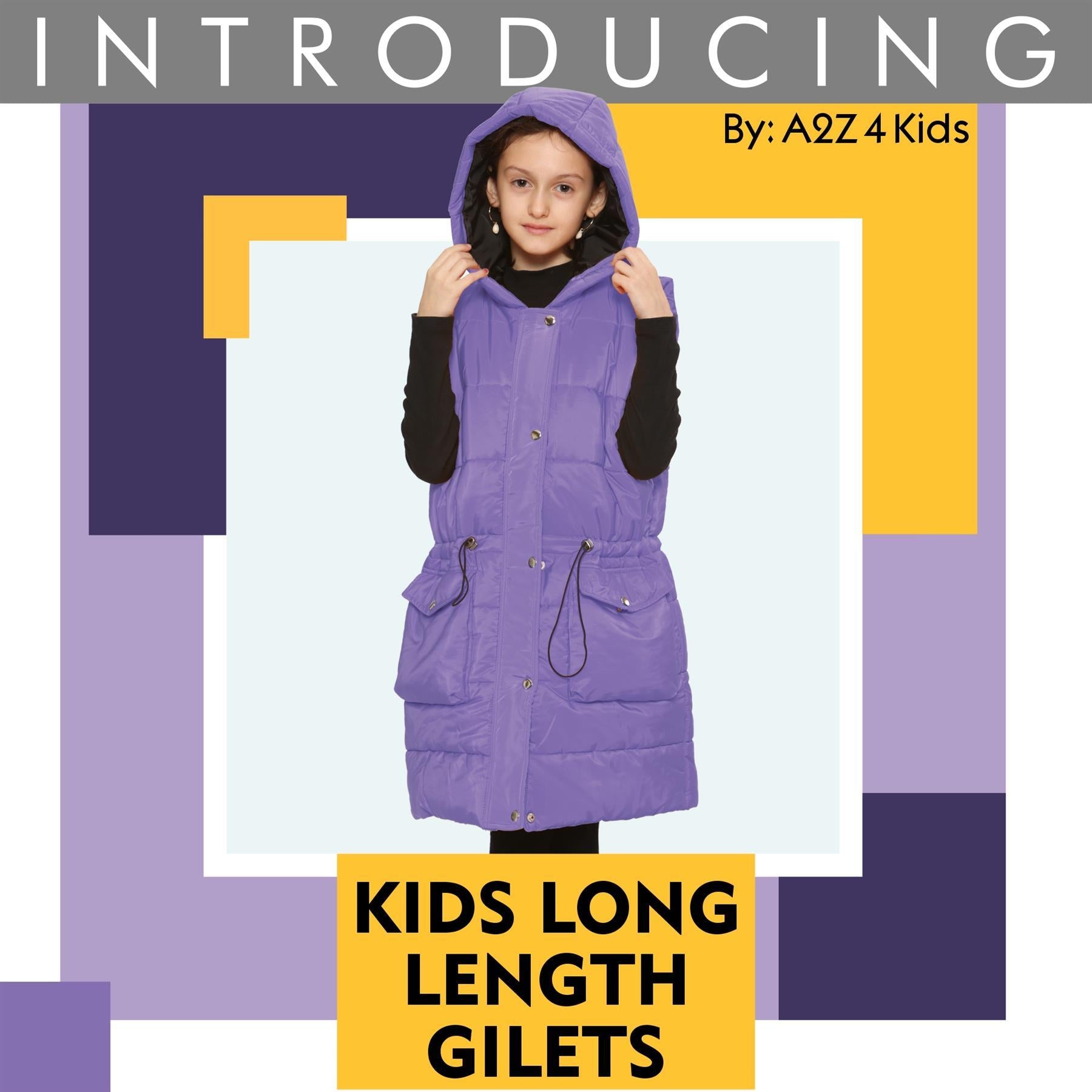 Kids Girls Oversized Gilet Long Line Style Jacket