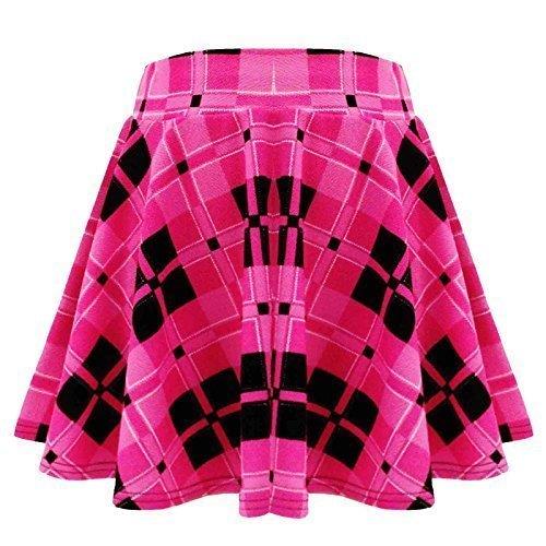 Kids Girls Pink Tartan Check Print Legging Midi Skater Dress Crop Top Playsuit