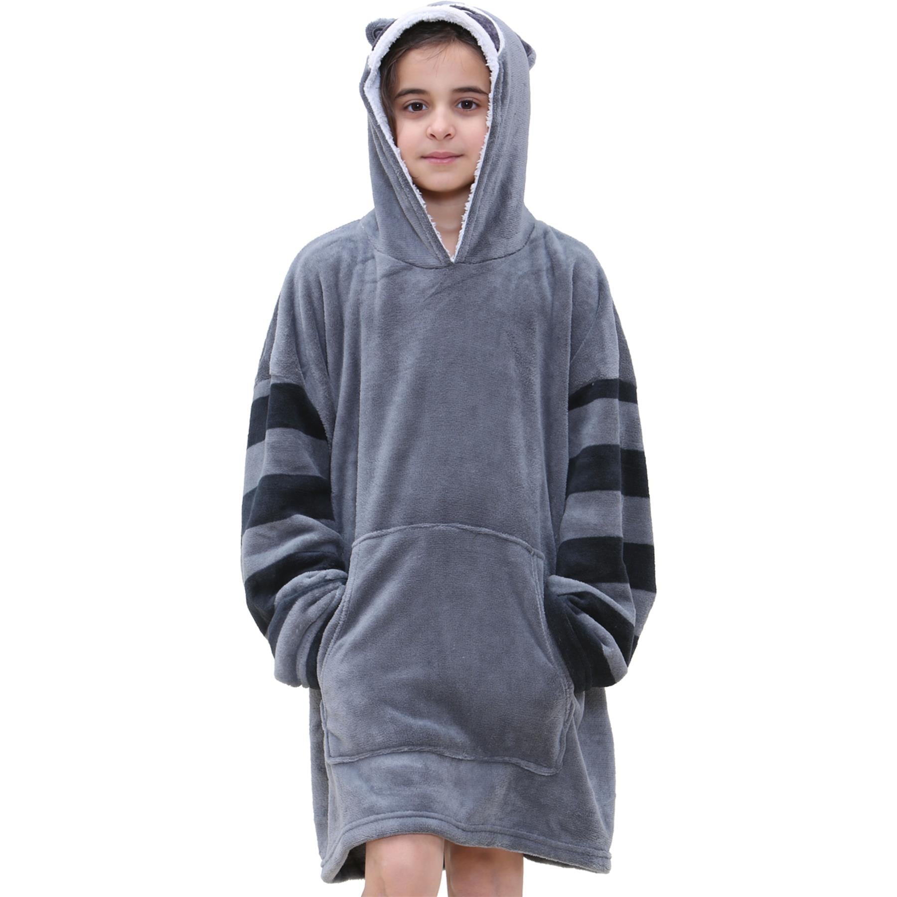 Kids Girls Boys Oversized Hoodie Raccoon Snuggle World Book Day Soft Blanket
