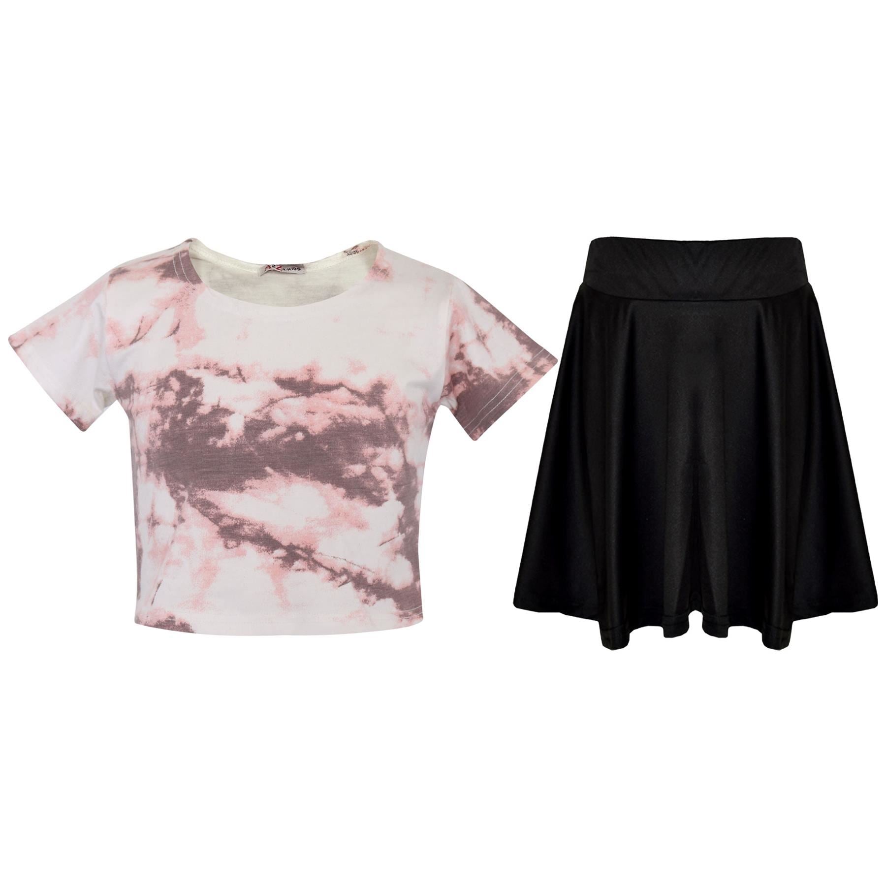 Kids Girls Tie Dye Print Crop & Skirt Set