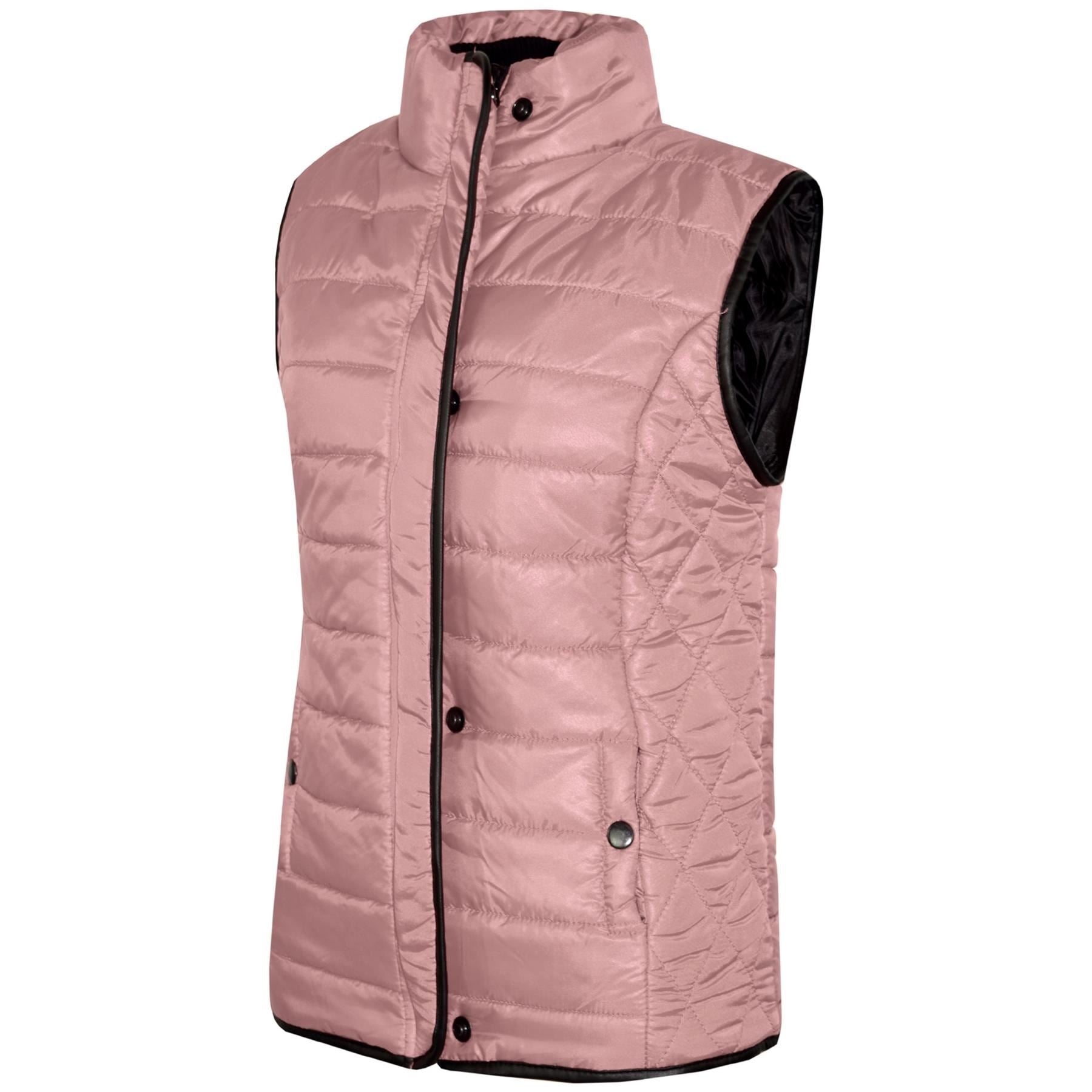 Kids Girls Puffer Quilted Baby Pink Sleeveless Wet Look Jacket