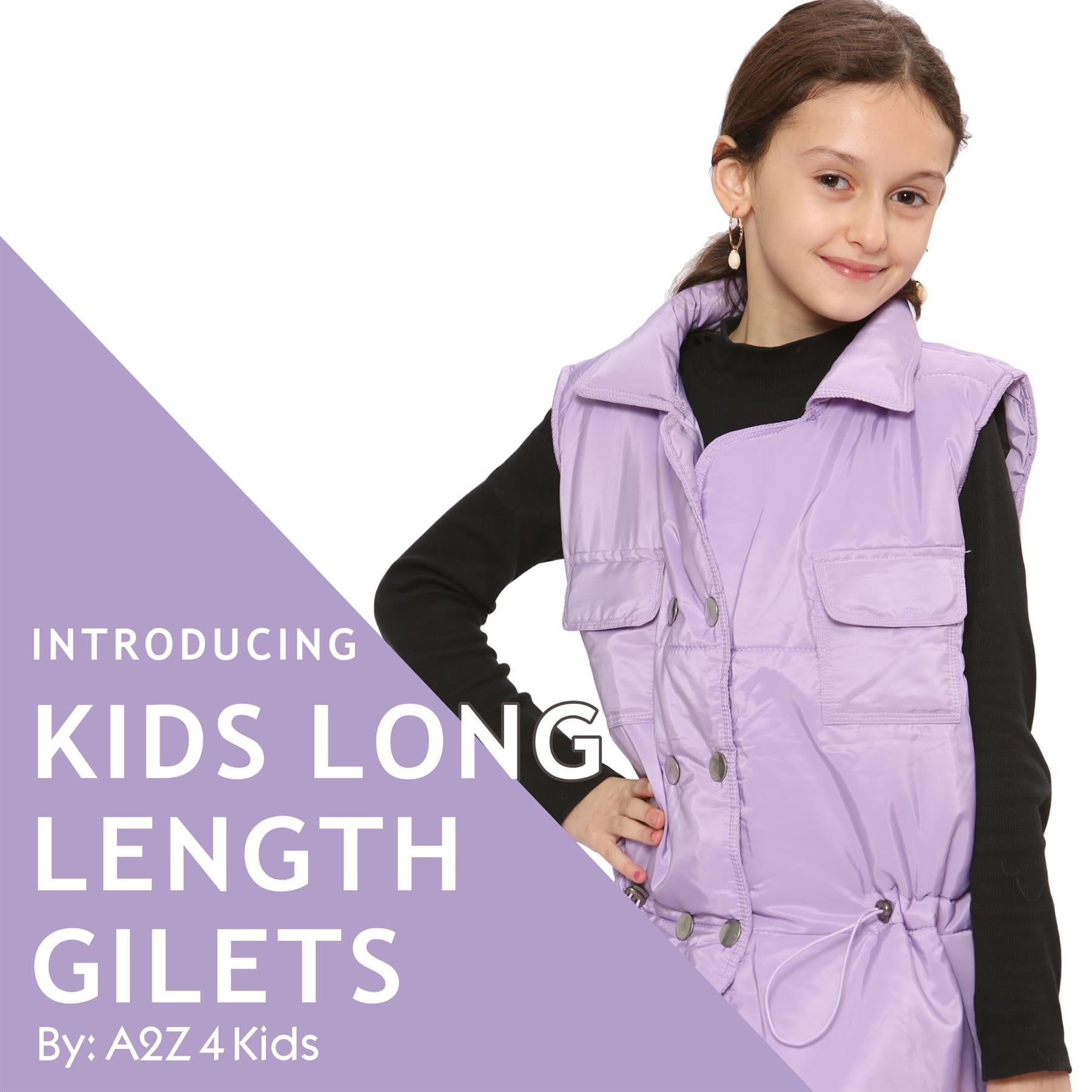 Kids Girls Lilac Oversized Style Sleeveless Jacket