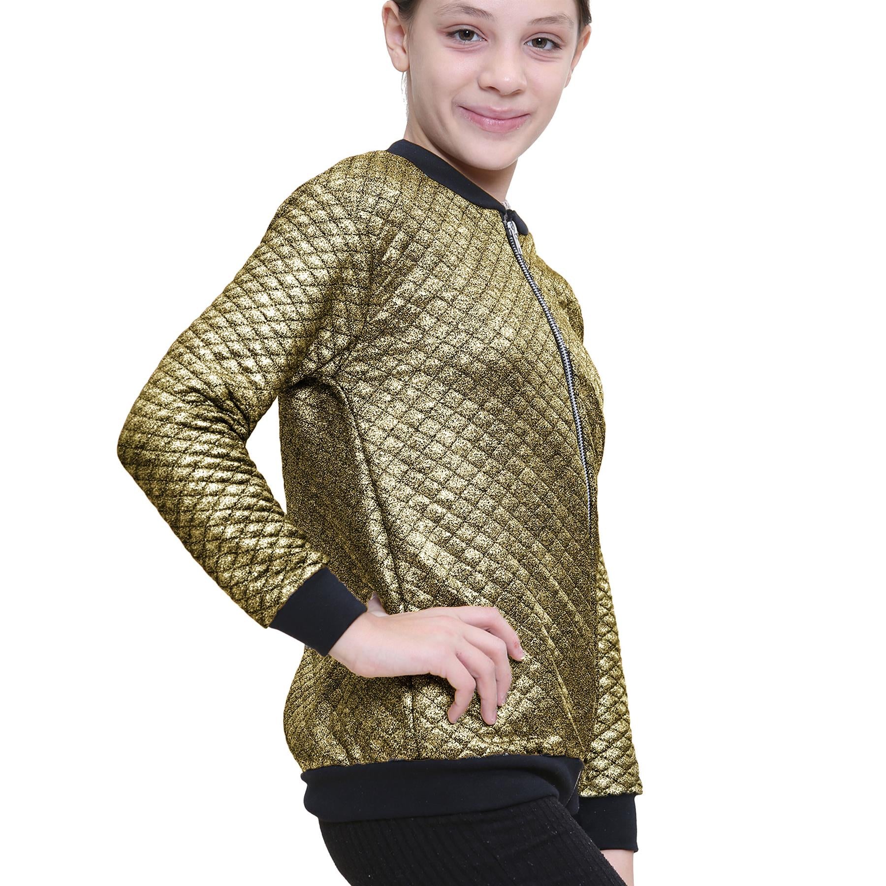 Kids Girls Shiny Quilted Padded Fashion Jacket