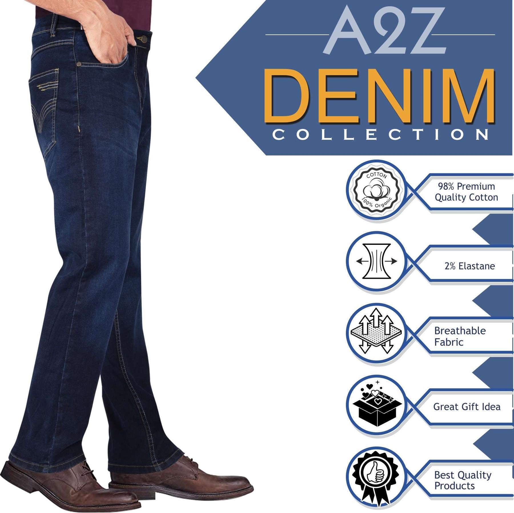 Mens Denim Jeans Straight Fit Boot Cut Jeans Comfort Stretch Trousers Pants