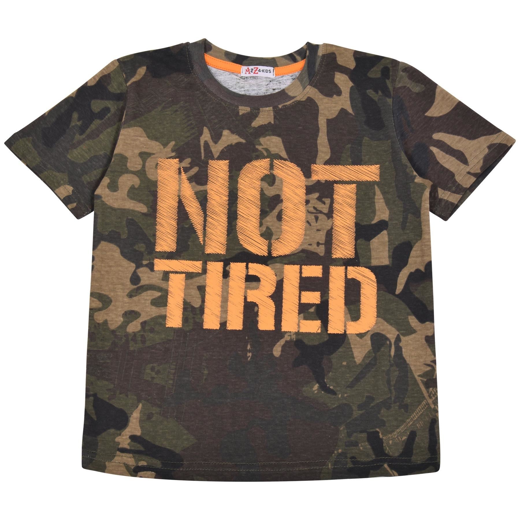 Kids Girls Boys Not Tired Camo Green Print Pyjamas Set - Kids Clothing Store