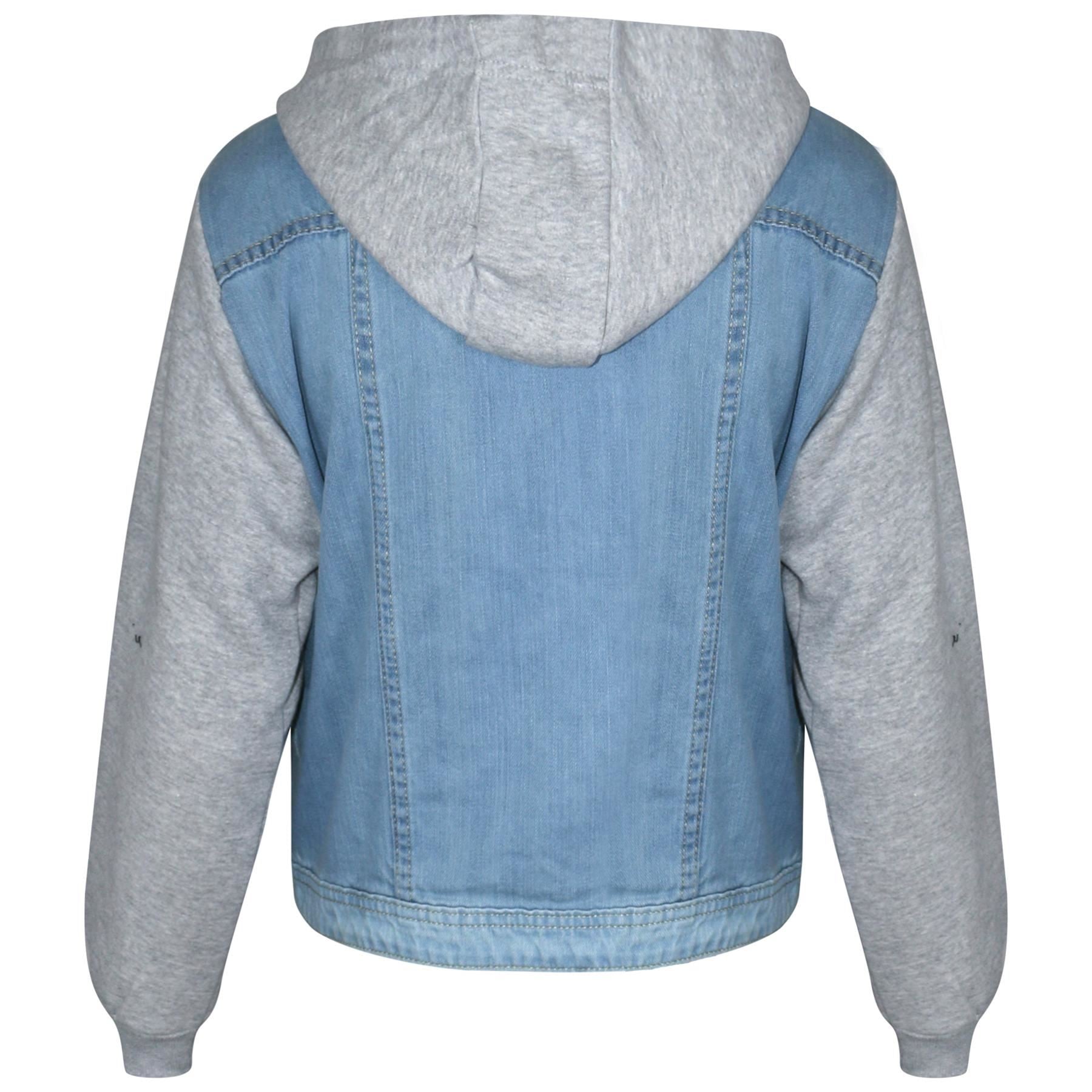 Kids Boys Denim Jacket Fleece Long Sleeves Hooded Stylish Jeans Coat For 2-13 Yr