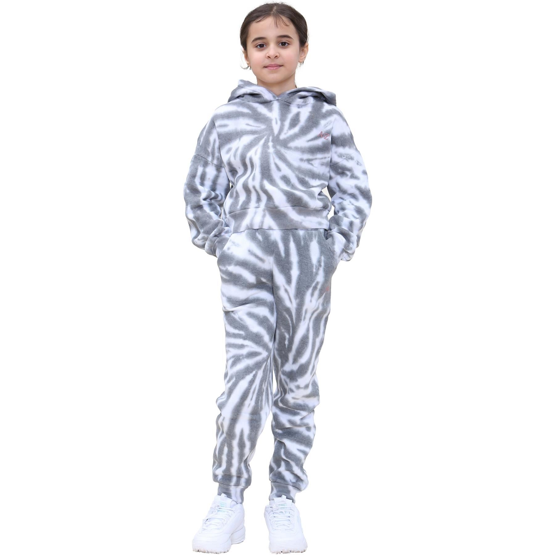 Kids Girls Tie Dye Tracksuit Gym Cropped Hoodie Sweatpants