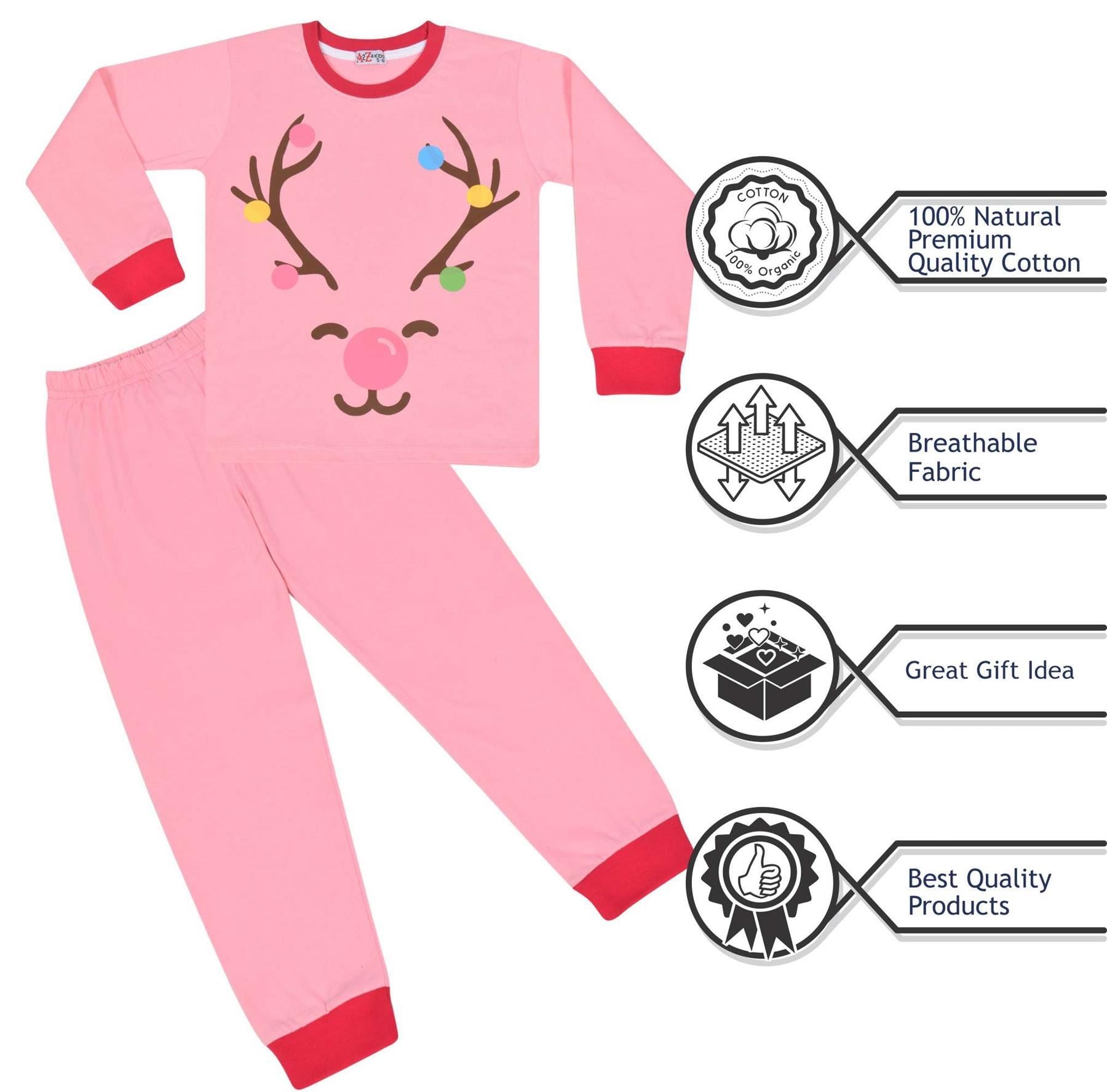 Kids Girls Boys Christmas Pyjamas Children PJs 2 Piece Festive Set Lounge Suit