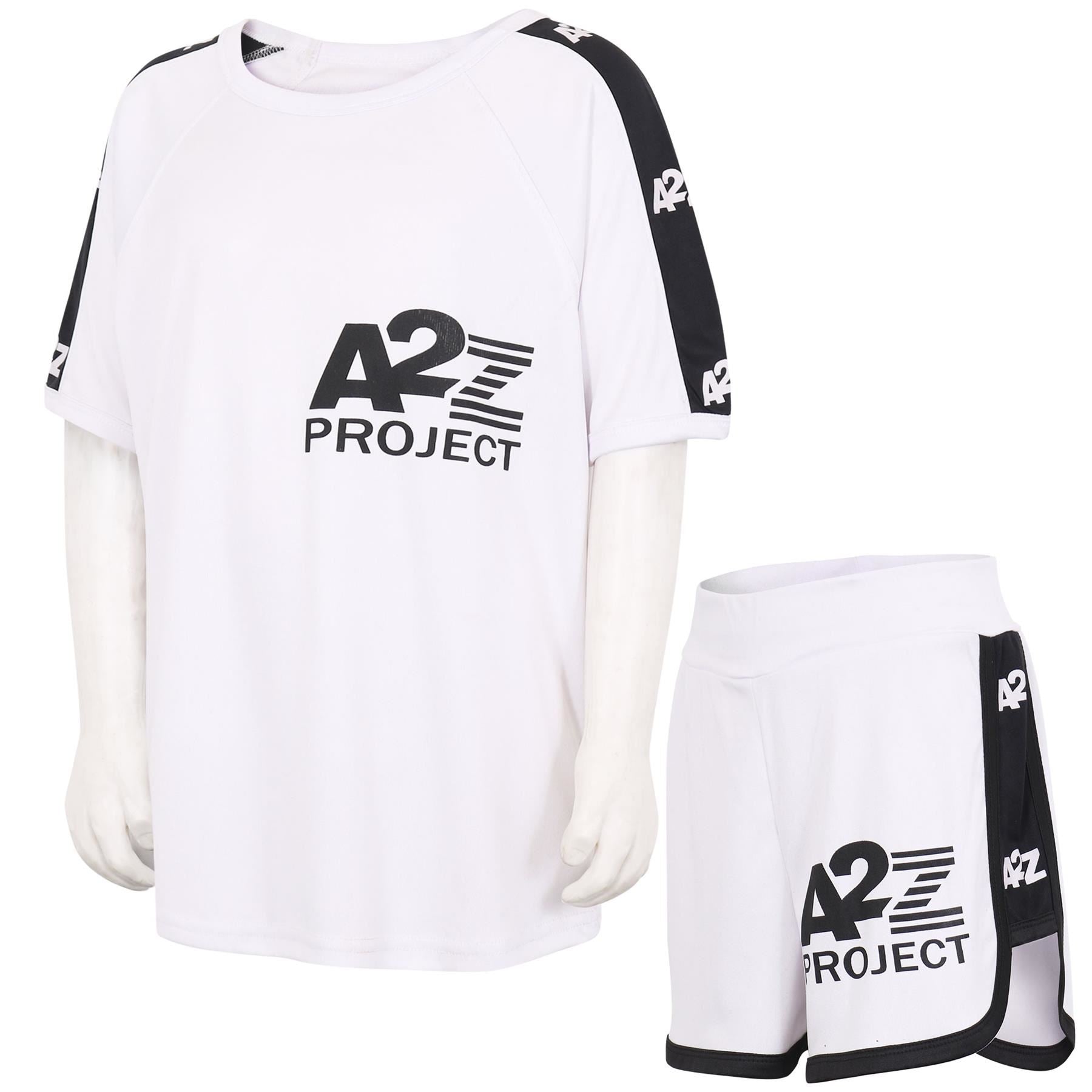 A2Z 4 Kids Girls Boys T-shirt Shorts Set Short Sleeve Raglan Style 2 Piece Sets