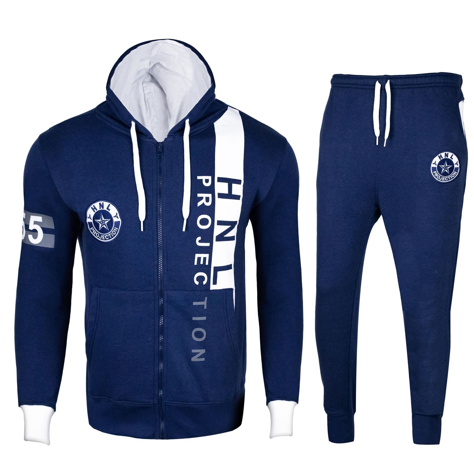 Mens Fashion Full Tracksuit HNL Print Hooded Fleece