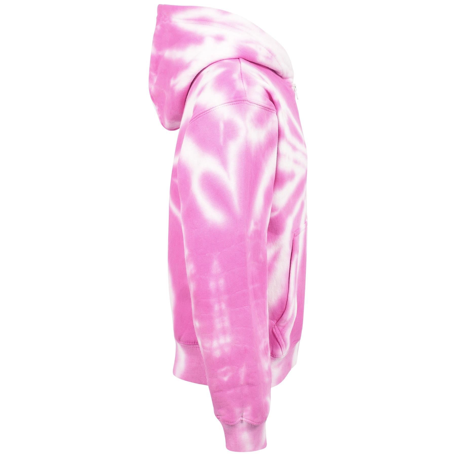 Kids Girls Tie Dye Printed Pink Hooded Zipper