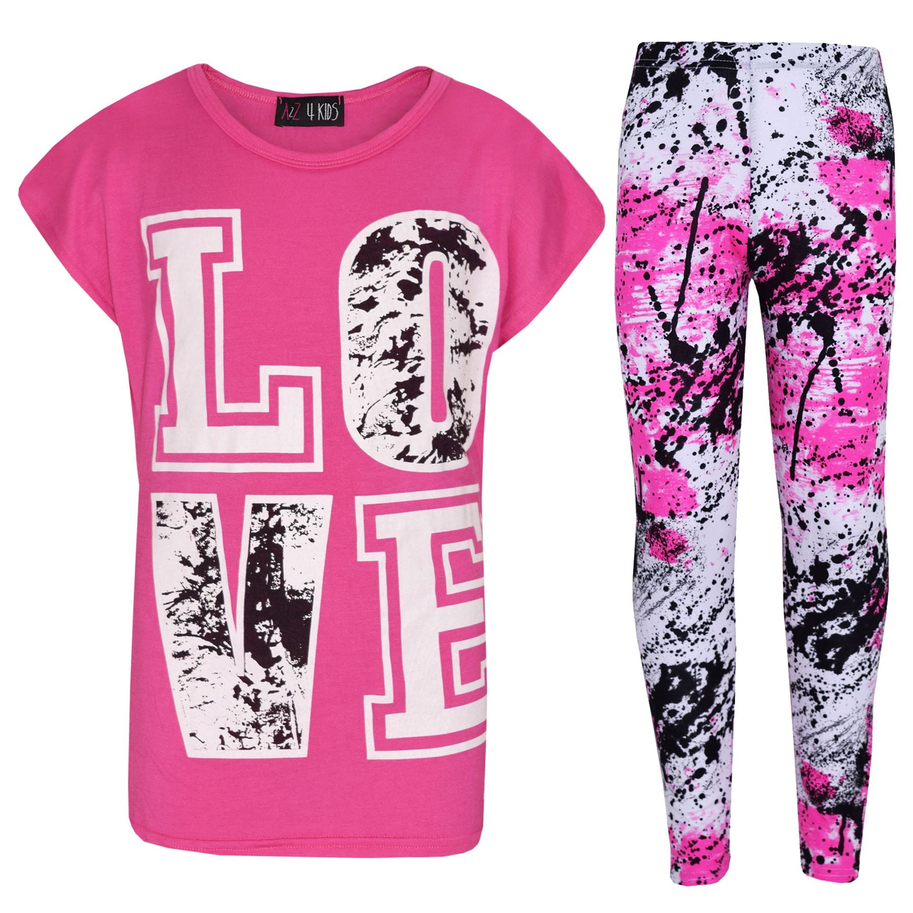 Kids Girls Love Selfie Printed Top & Legging Splash Set